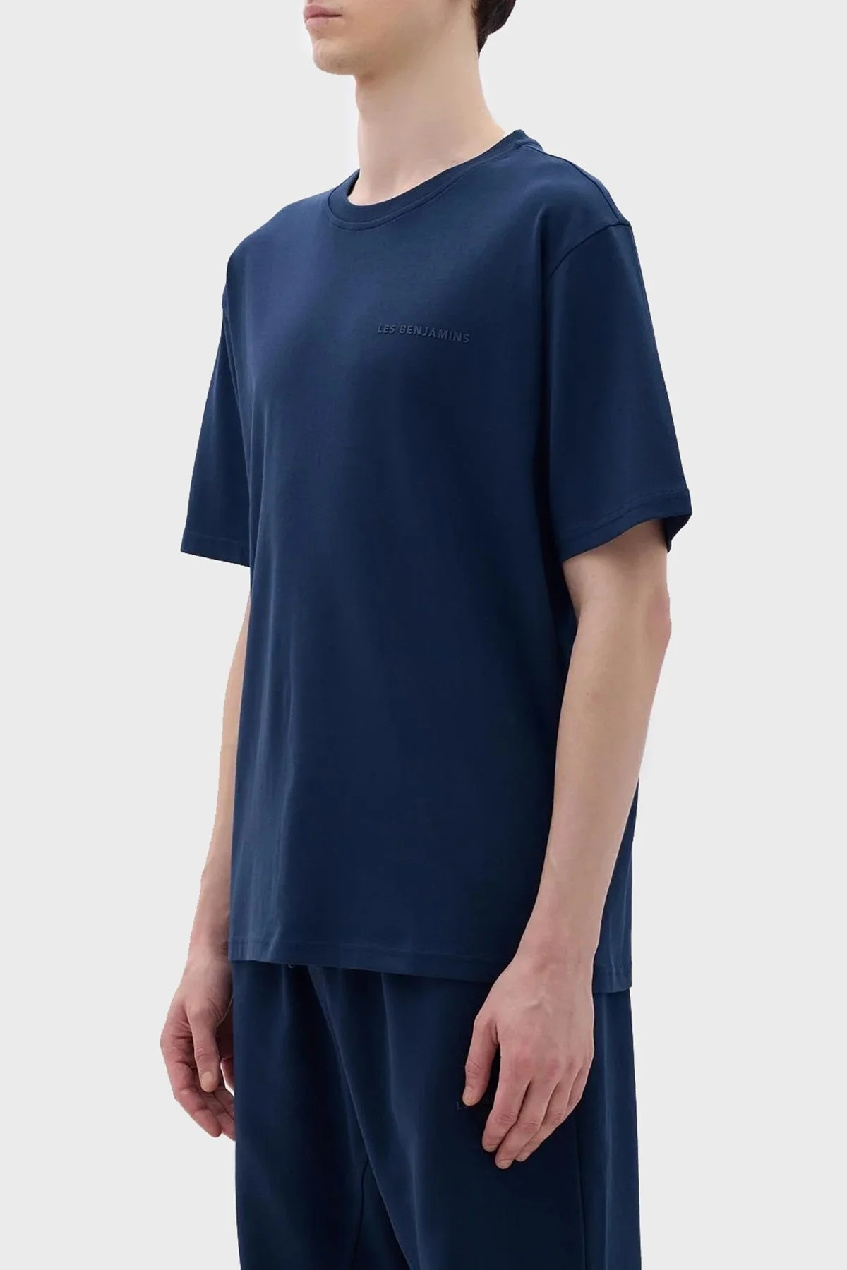 Les Benjamins Pamuklu Oversize Bisiklet Yaka Erkek T Shirt LB23FWCLAMUTS-406 LACİVERT - 4