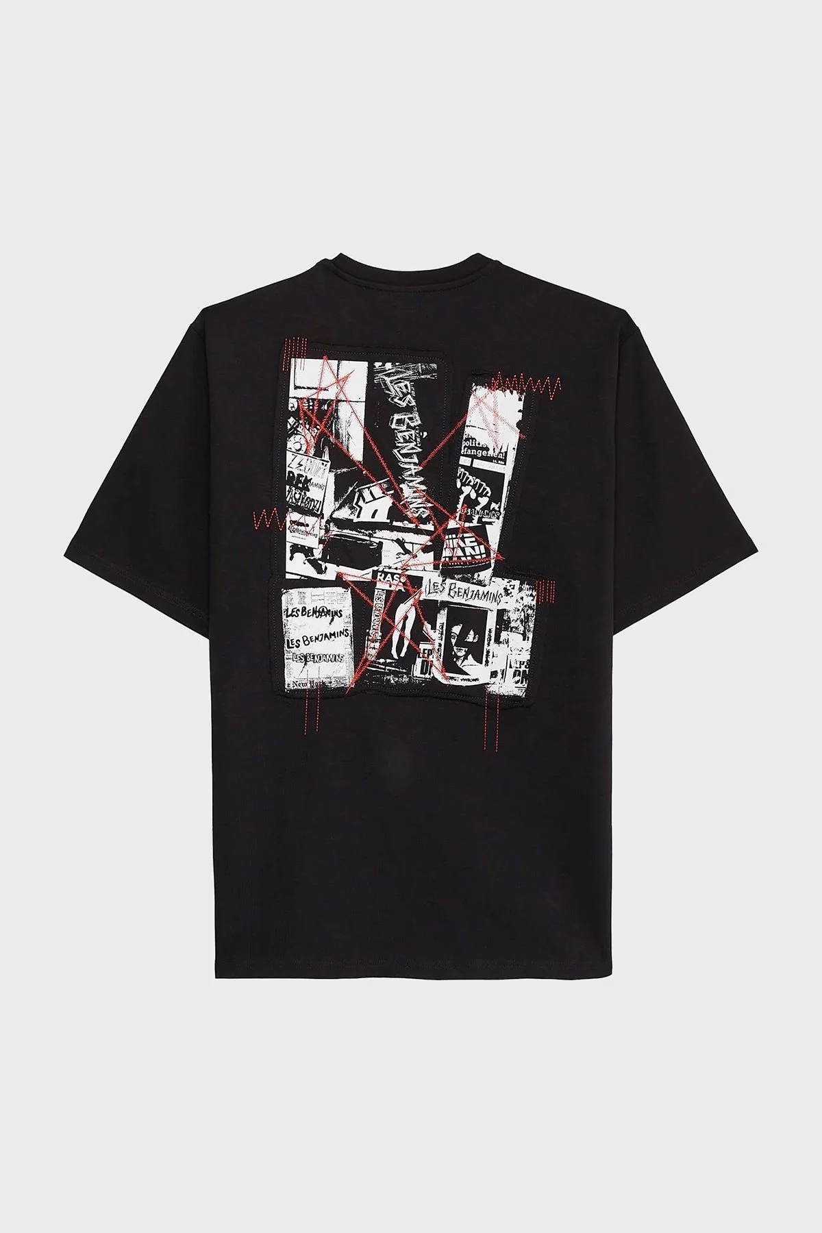 Les Benjamins Pamuklu Oversize Bisiklet Yaka Erkek T Shirt LB24FWEAPMUTS-016 SİYAH - 4