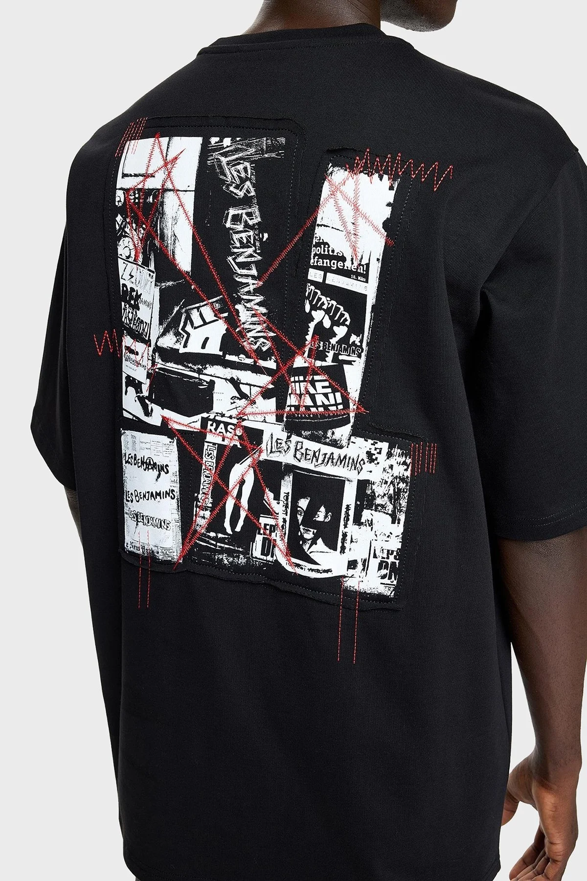 Les Benjamins Pamuklu Oversize Bisiklet Yaka Erkek T Shirt LB24FWEAPMUTS-016 SİYAH - 5