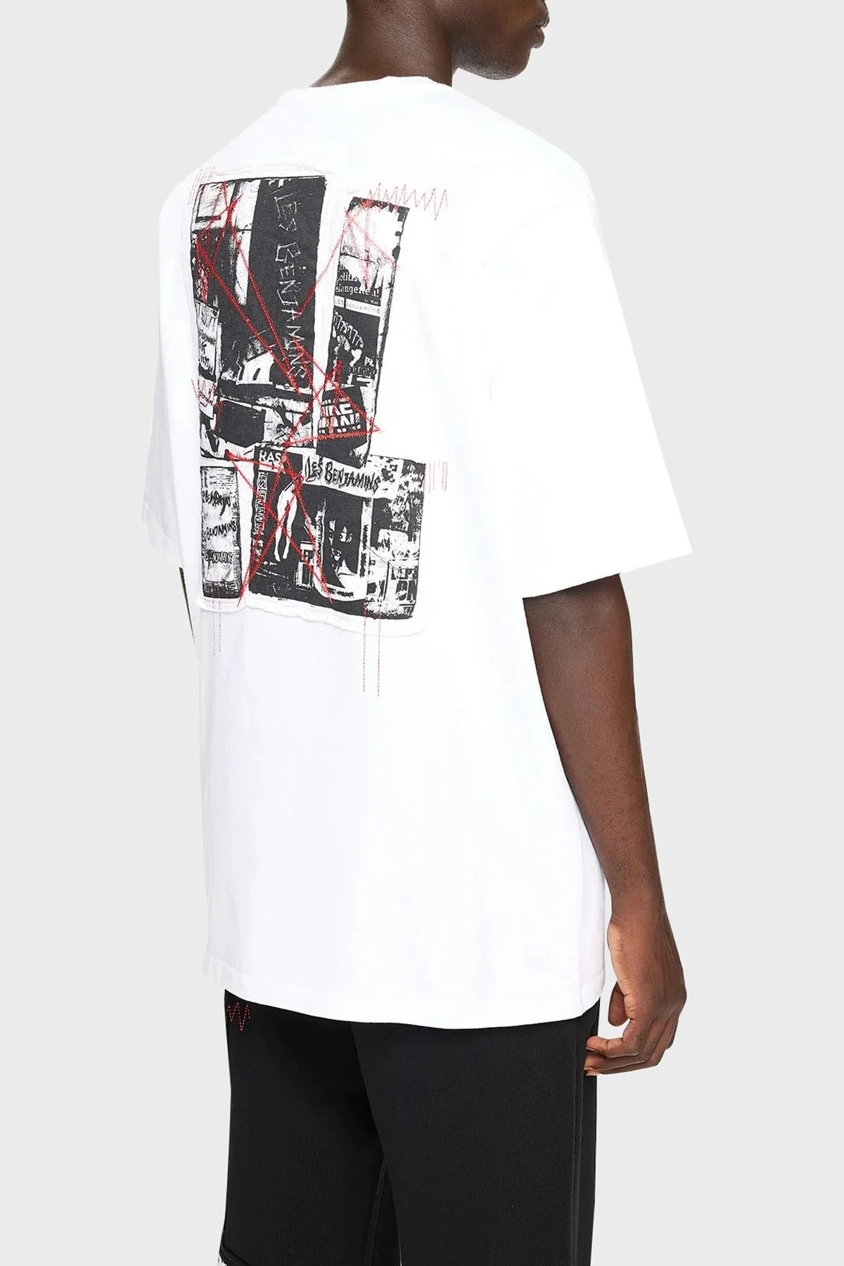 Les Benjamins Pamuklu Oversize Bisiklet Yaka Erkek T Shirt LB24FWEAPMUTS-017 BEYAZ - 3