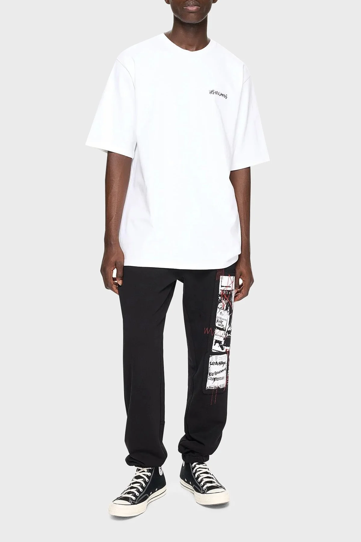 Les Benjamins Pamuklu Oversize Bisiklet Yaka Erkek T Shirt LB24FWEAPMUTS-017 BEYAZ - 5