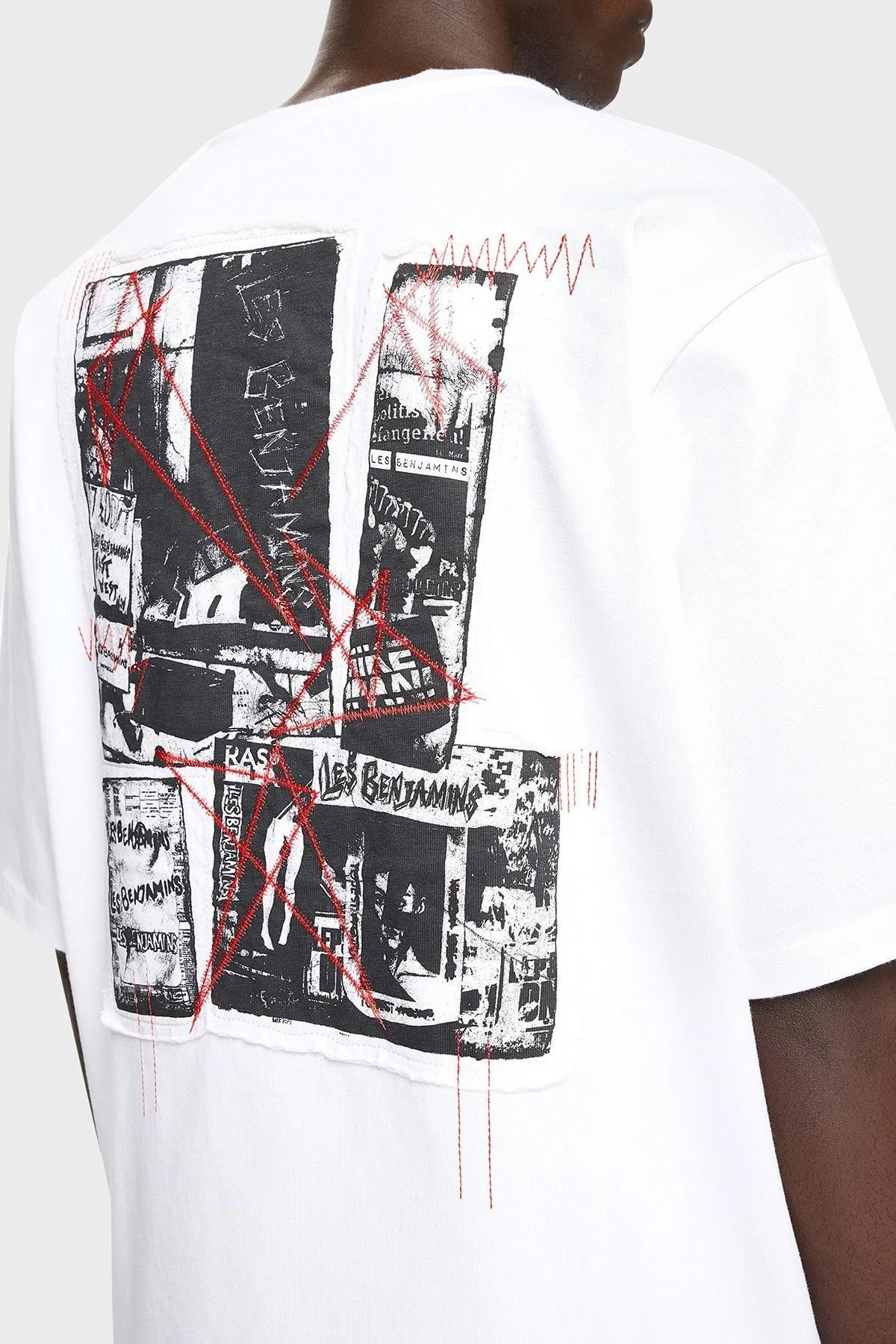 Les Benjamins Pamuklu Oversize Bisiklet Yaka Erkek T Shirt LB24FWEAPMUTS-017 BEYAZ - 6