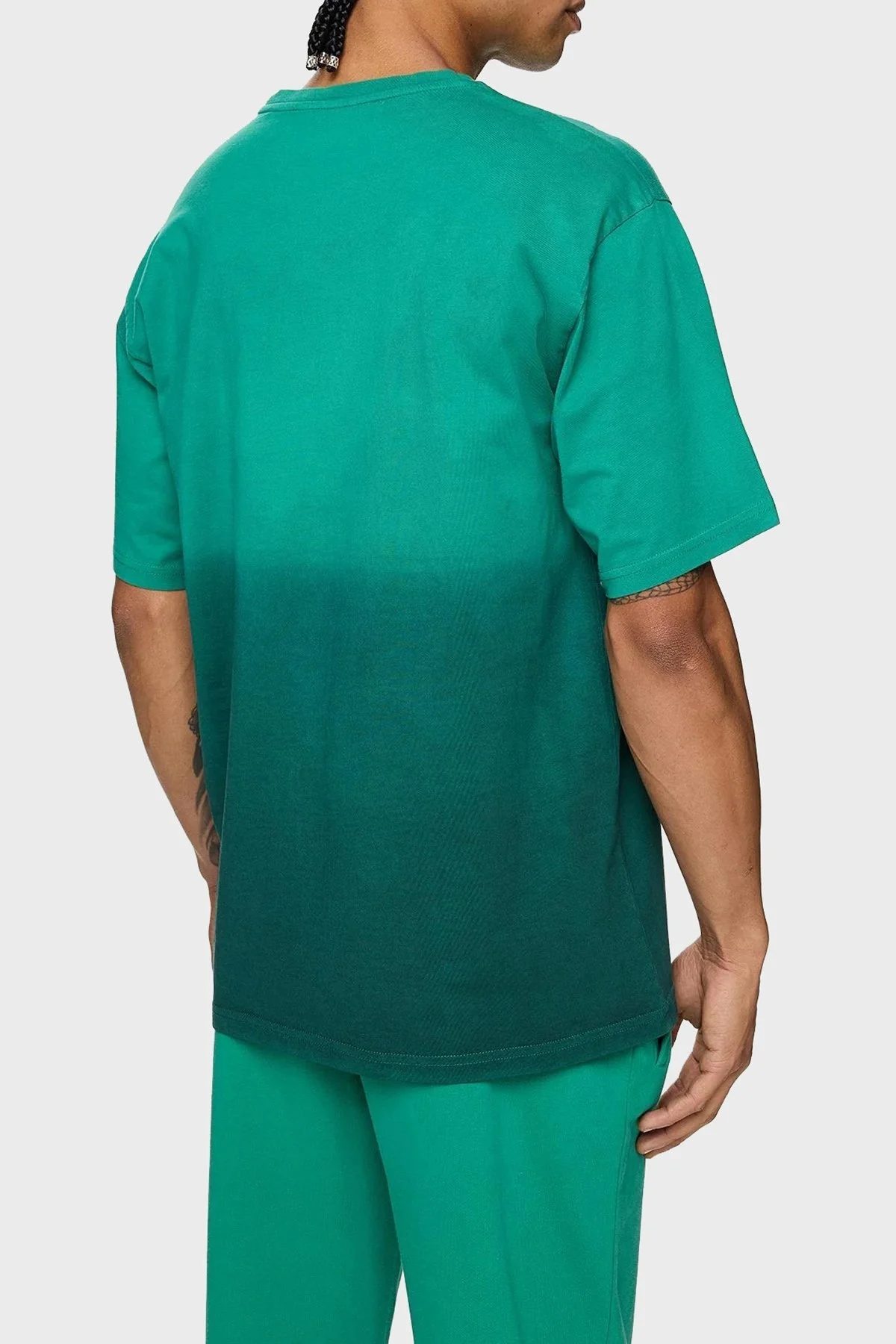 Les Benjamins Pamuklu Oversize Bisiklet Yaka Erkek T Shirt LB24FWESSMUTS-304 YEŞİL - 3