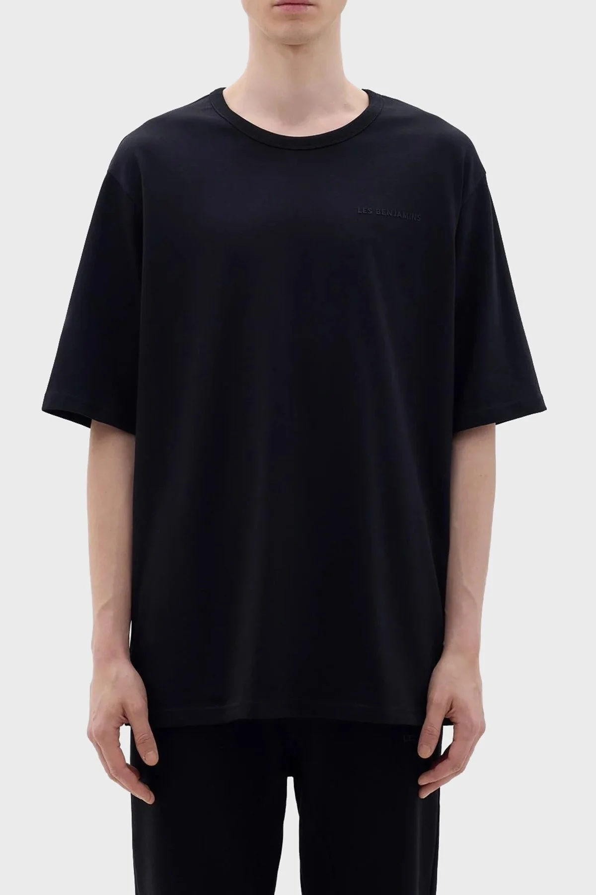 Les Benjamins Pamuklu Oversize Erkek T Shirt LB23FWCLAMUTS-408 SİYAH - 1