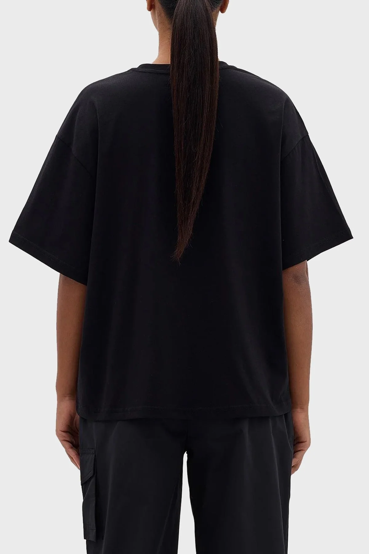 Les Benjamins Pamuklu Oversize Fit Bisiklet Yaka Bayan T Shirt LB24SSKISFUTS-026 SİYAH - 2