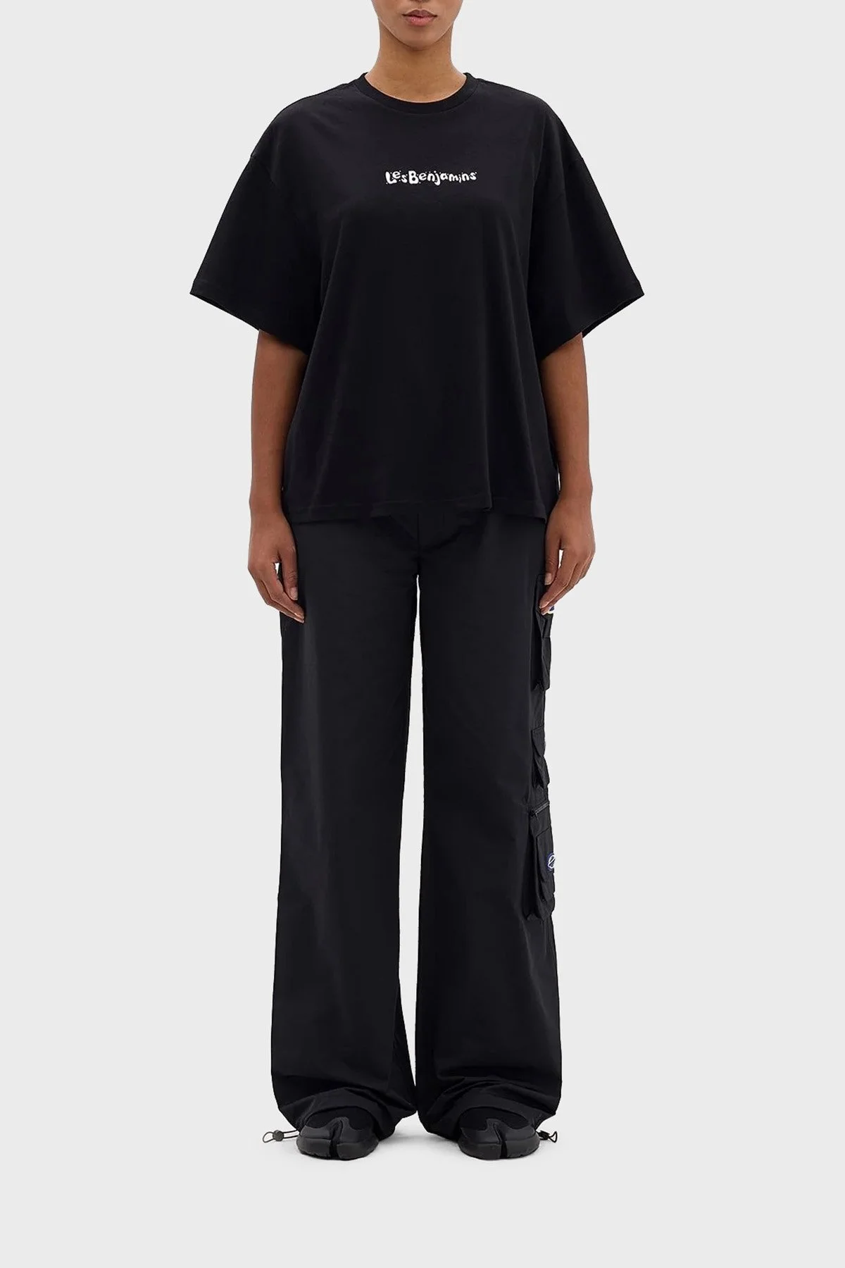 Les Benjamins Pamuklu Oversize Fit Bisiklet Yaka Bayan T Shirt LB24SSKISFUTS-026 SİYAH - 4