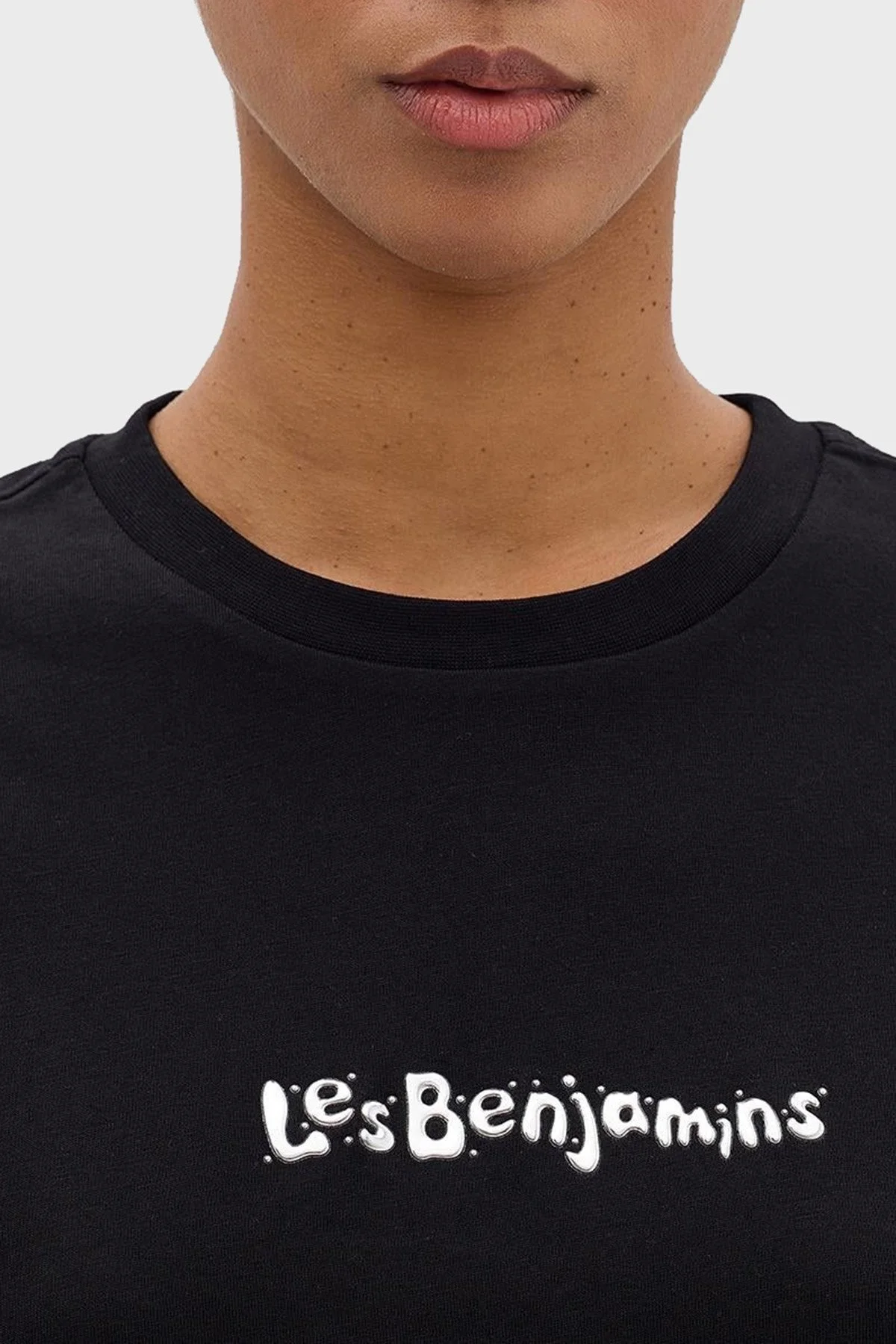 Les Benjamins Pamuklu Oversize Fit Bisiklet Yaka Bayan T Shirt LB24SSKISFUTS-026 SİYAH - 5