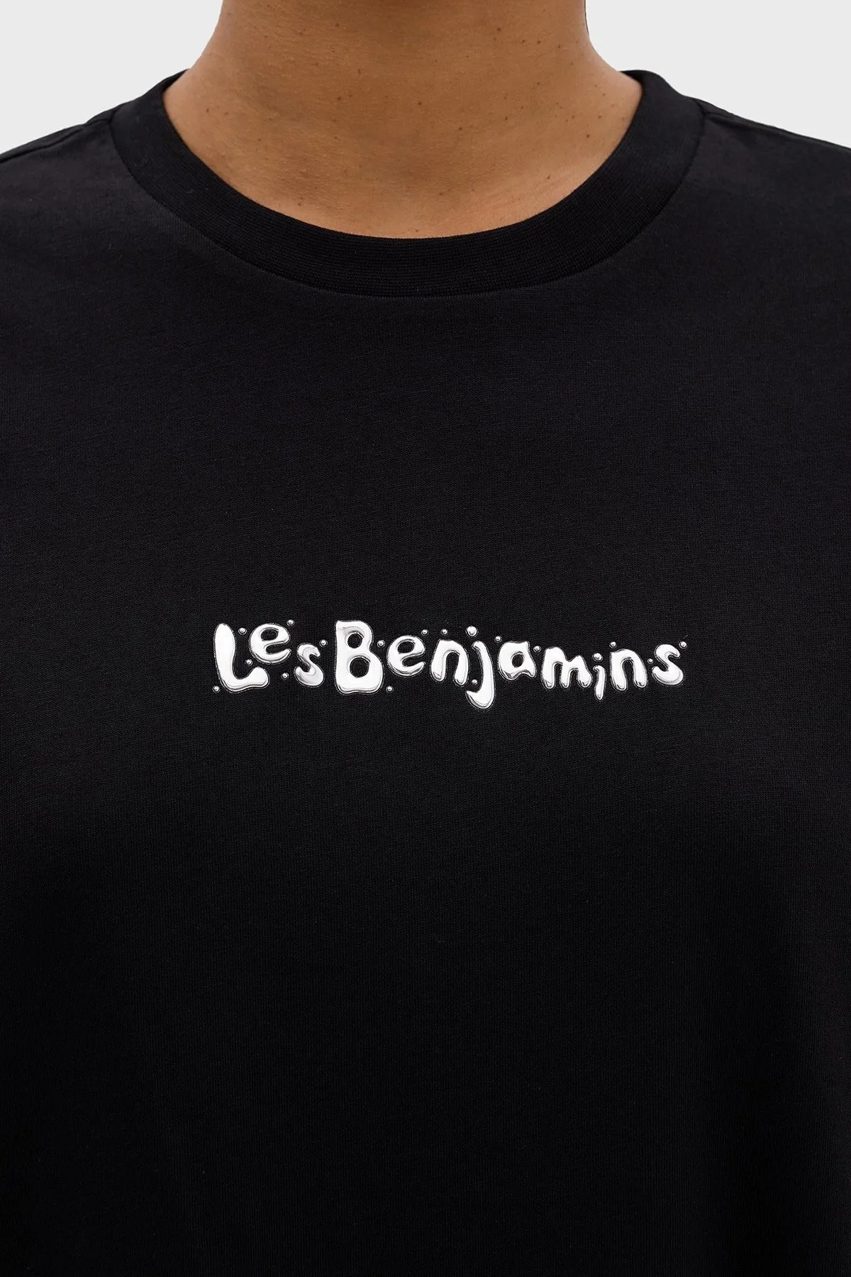 Les Benjamins Pamuklu Oversize Fit Bisiklet Yaka Bayan T Shirt LB24SSKISFUTS-026 SİYAH - 6