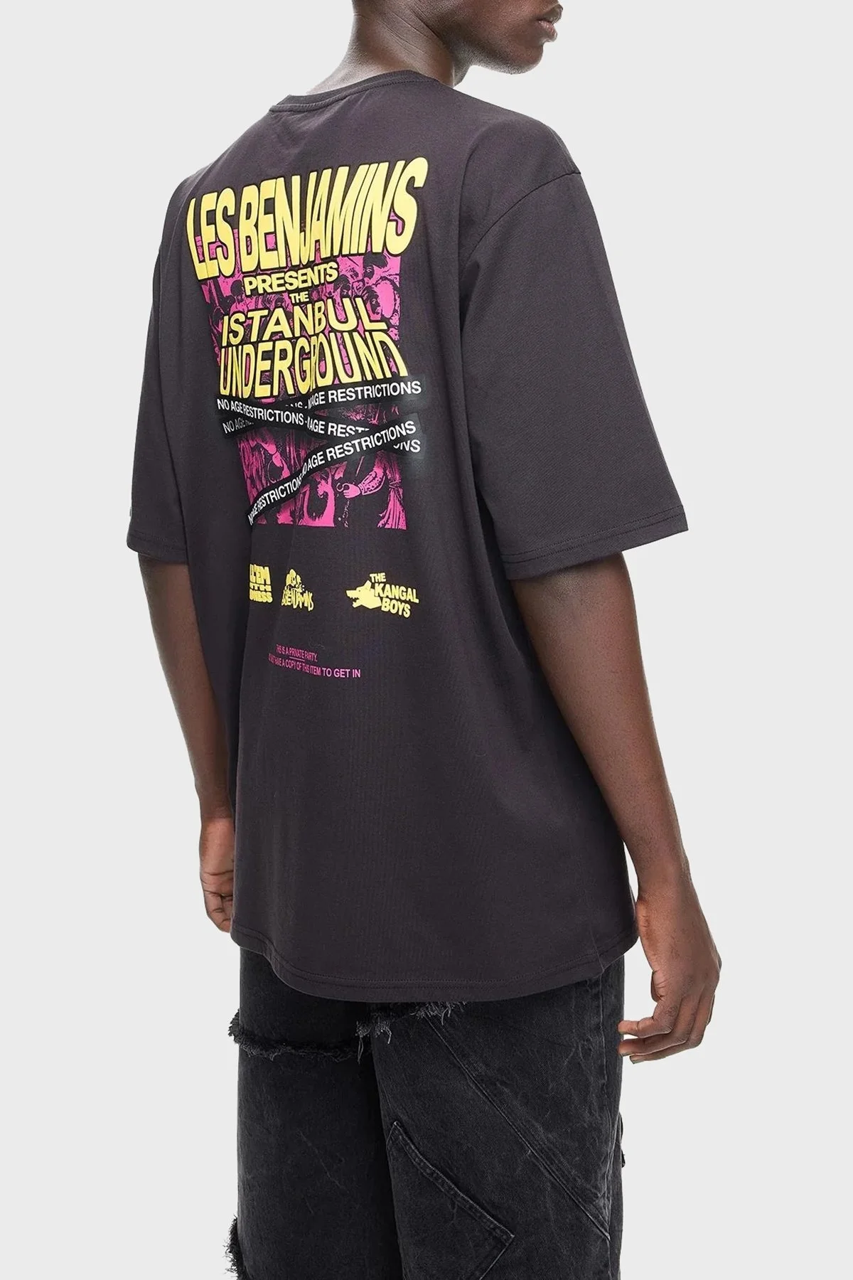 Les Benjamins Pamuklu Oversize Fit Bisiklet Yaka Erkek T Shirt LB24FWEAPMUTS-028 SİYAH - 3