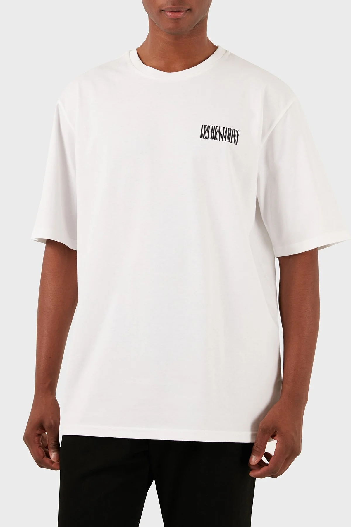 Les Benjamins Pamuklu Oversize Fit Bisiklet Yaka Erkek T Shirt LB24SSKISMUTS-025 BEYAZ - 1