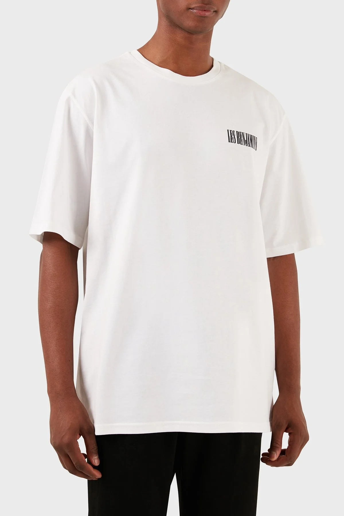 Les Benjamins Pamuklu Oversize Fit Bisiklet Yaka Erkek T Shirt LB24SSKISMUTS-025 BEYAZ - 11