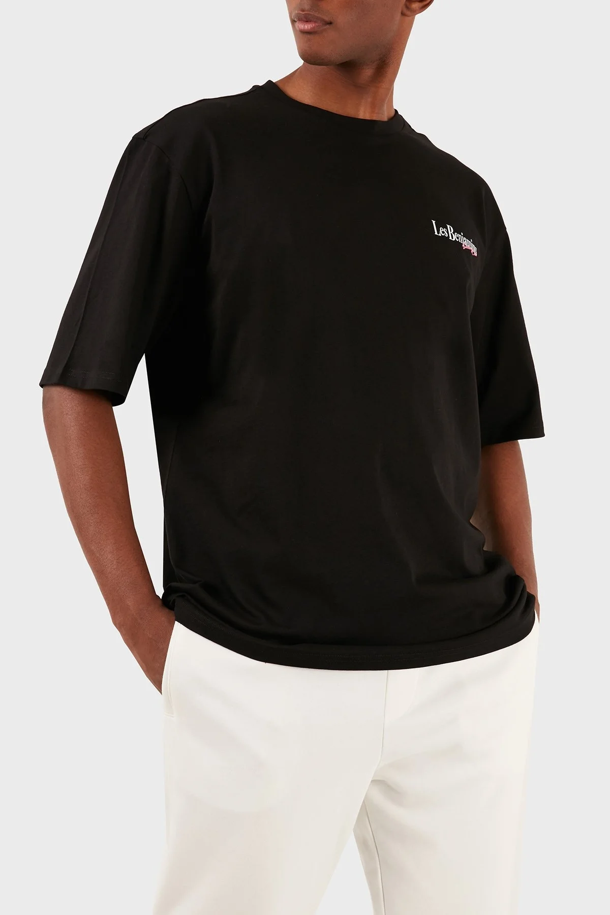Les Benjamins Pamuklu Oversize Fit Bisiklet Yaka Erkek T Shirt LB24SSKISMUTS-028 SİYAH - 10