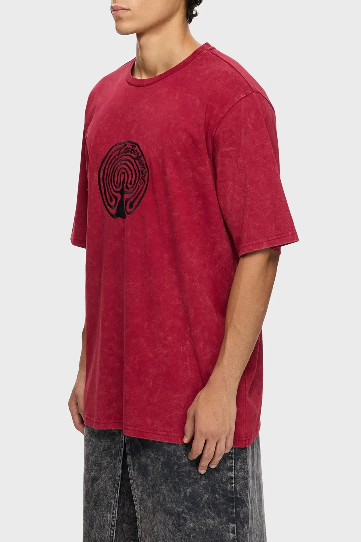 Les Benjamins Pamuklu Oversize Fit Bisiklet Yaka Logolu Erkek T Shirt LB25FWTURMUOT-015 KIRMIZI - 1