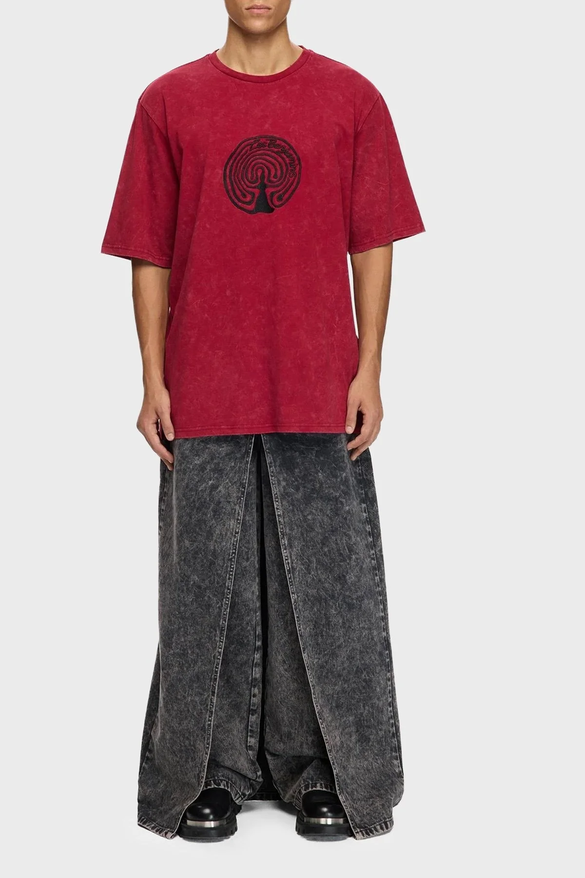 Les Benjamins Pamuklu Oversize Fit Bisiklet Yaka Logolu Erkek T Shirt LB25FWTURMUOT-015 KIRMIZI - 2