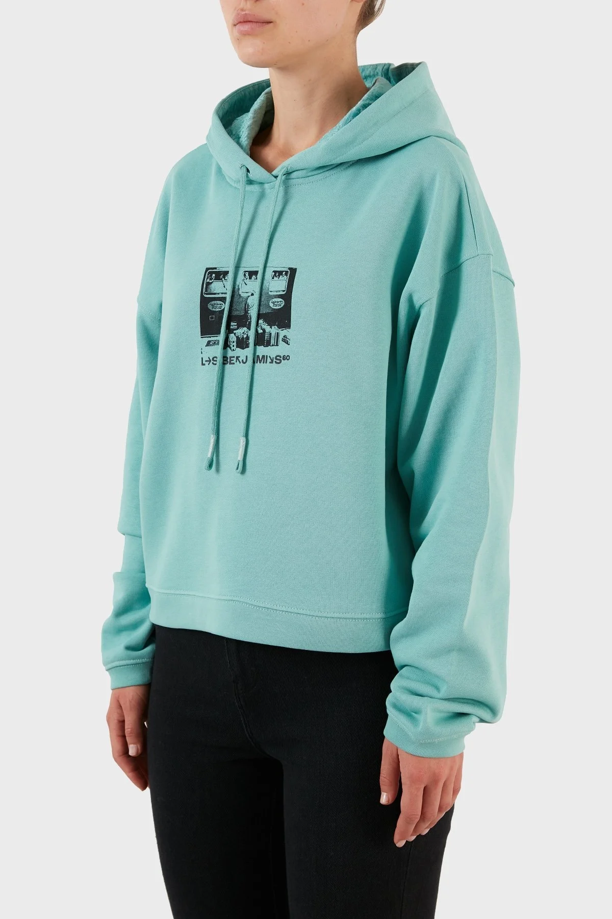 Les Benjamins Pamuklu Oversize Kapüşonlu Bayan Sweat LB22FWGASFUOH-003 MİNT - 2