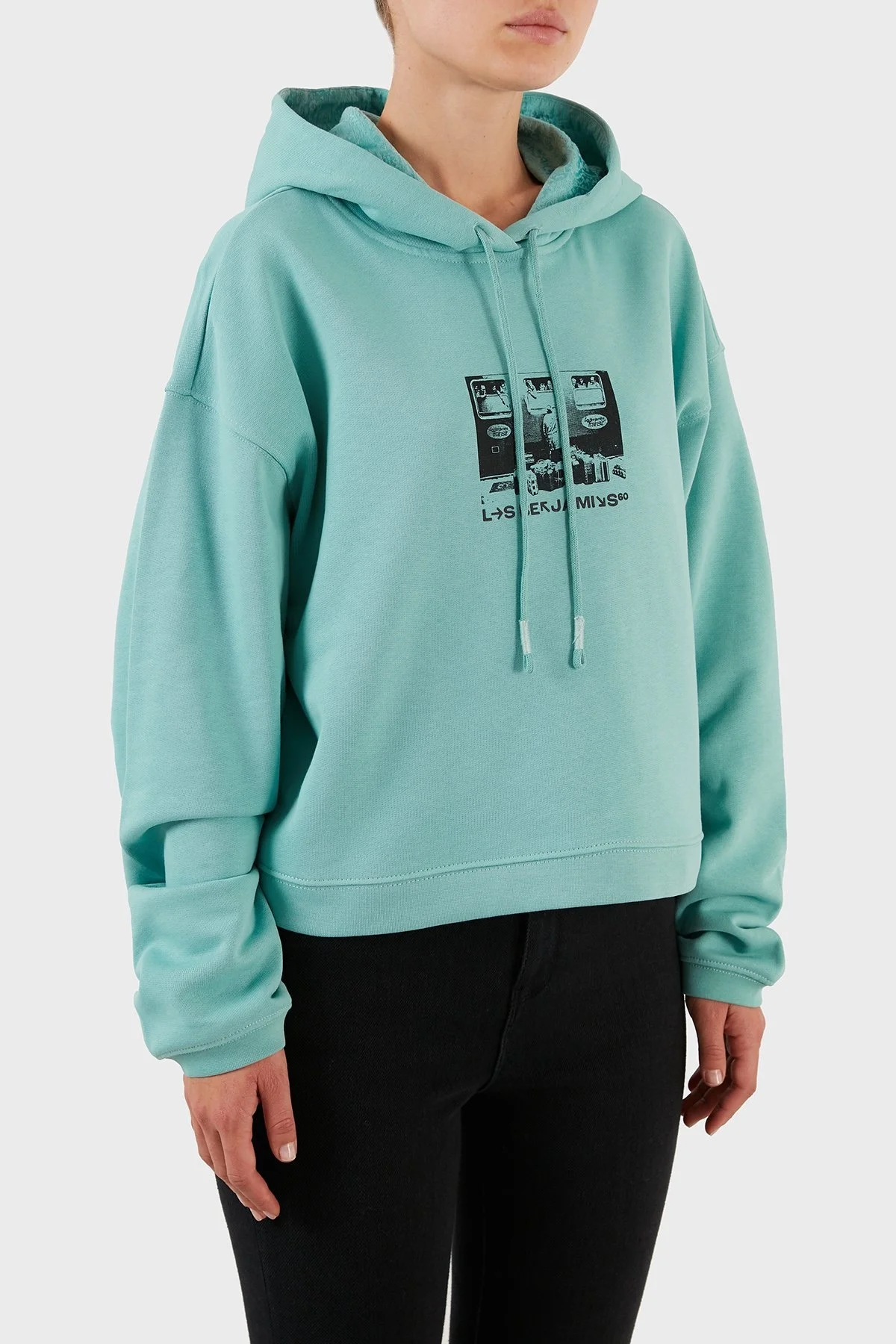 Les Benjamins Pamuklu Oversize Kapüşonlu Bayan Sweat LB22FWGASFUOH-003 MİNT - 3