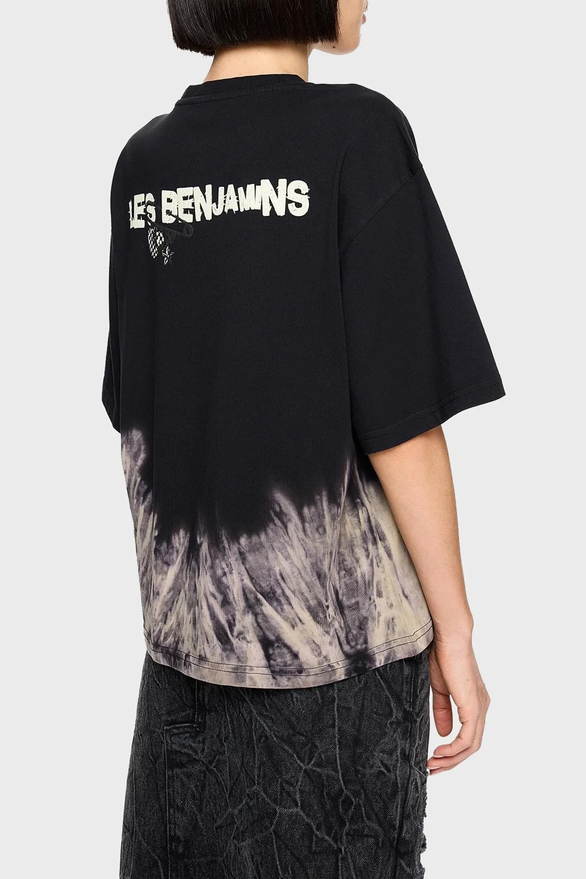 Les Benjamins Pamuklu Regular Fit Bisiklet Yaka Batik Bayan T Shirt LB24FWEAPFUTS-011 SİYAH - 6