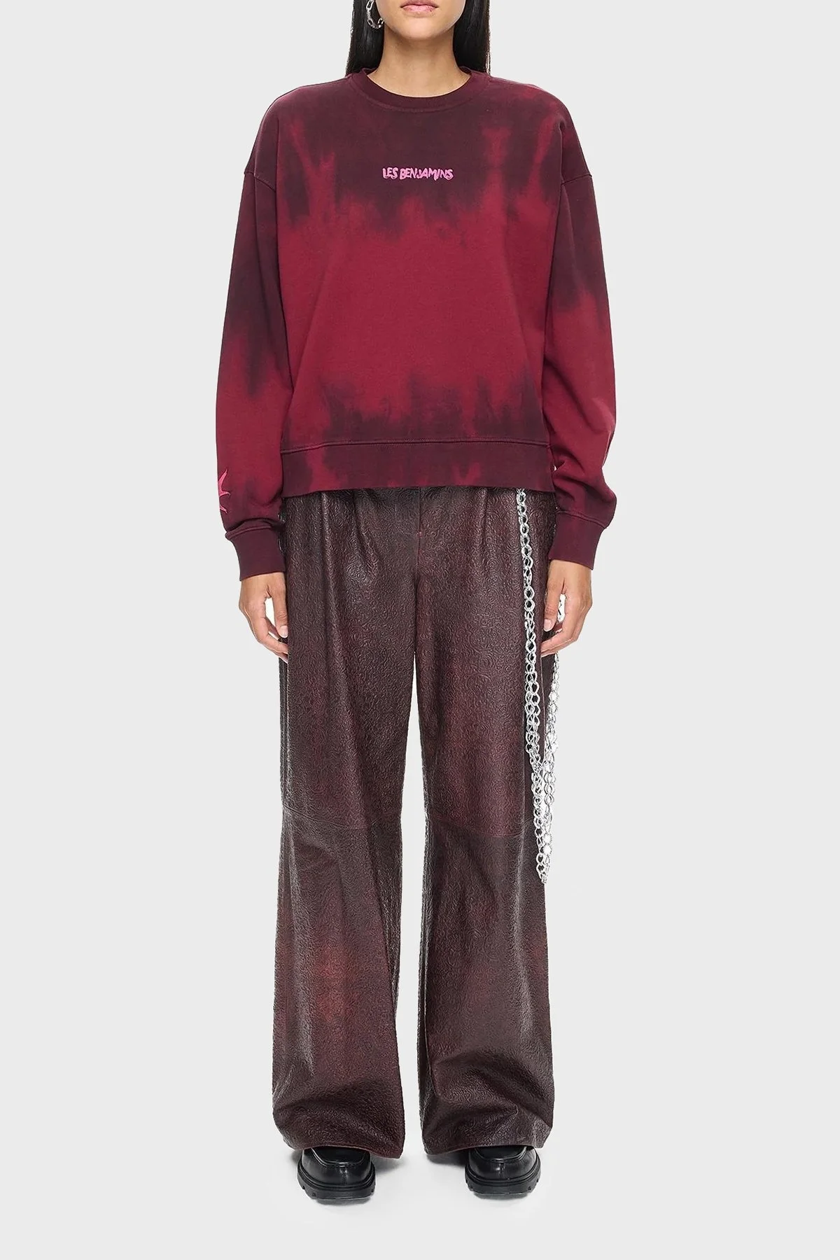 Les Benjamins Pamuklu Regular Fit Bisiklet Yaka Bayan Sweat LB24FWEAPFUSW-008 BORDO - 1