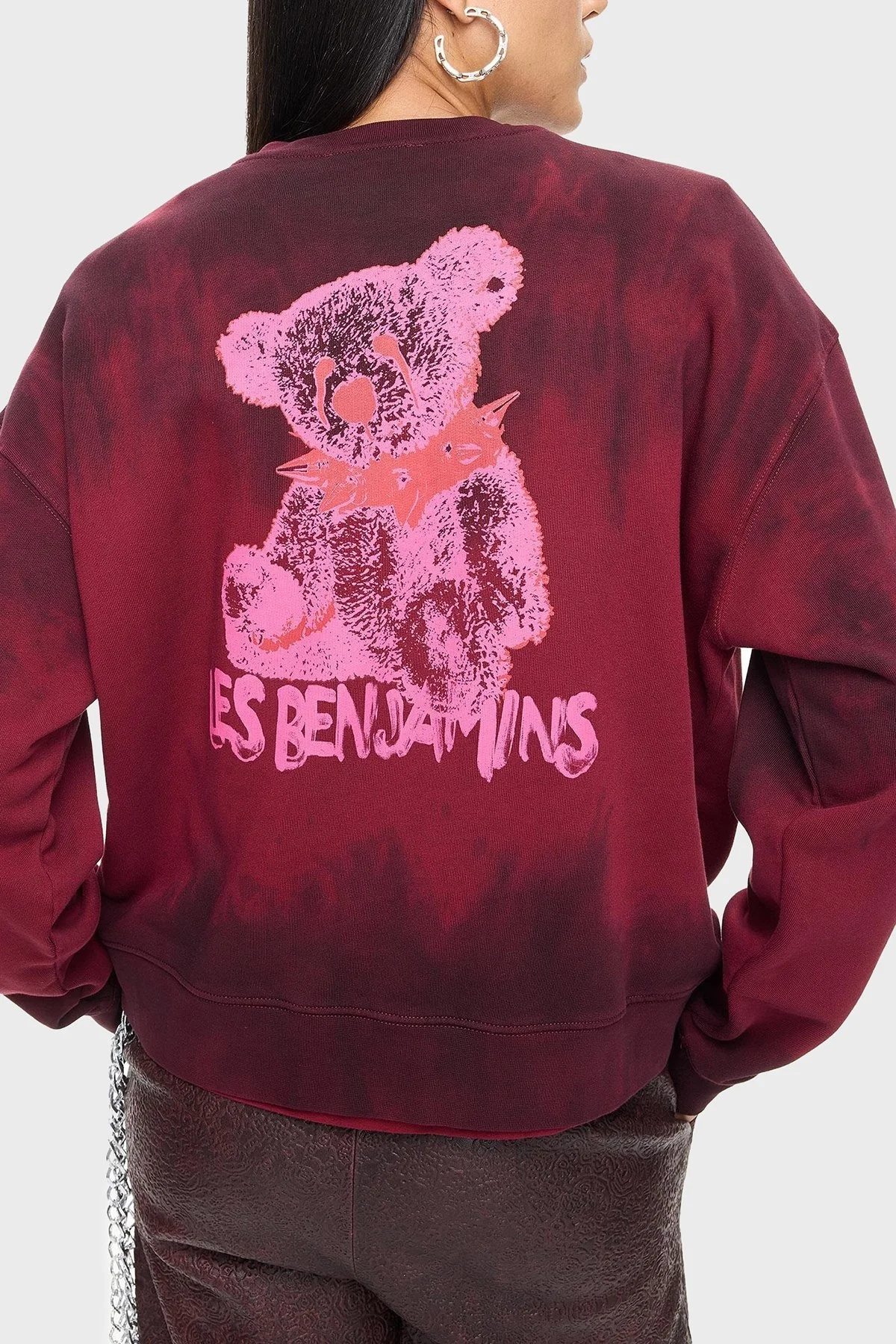 Les Benjamins Pamuklu Regular Fit Bisiklet Yaka Bayan Sweat LB24FWEAPFUSW-008 BORDO - 3