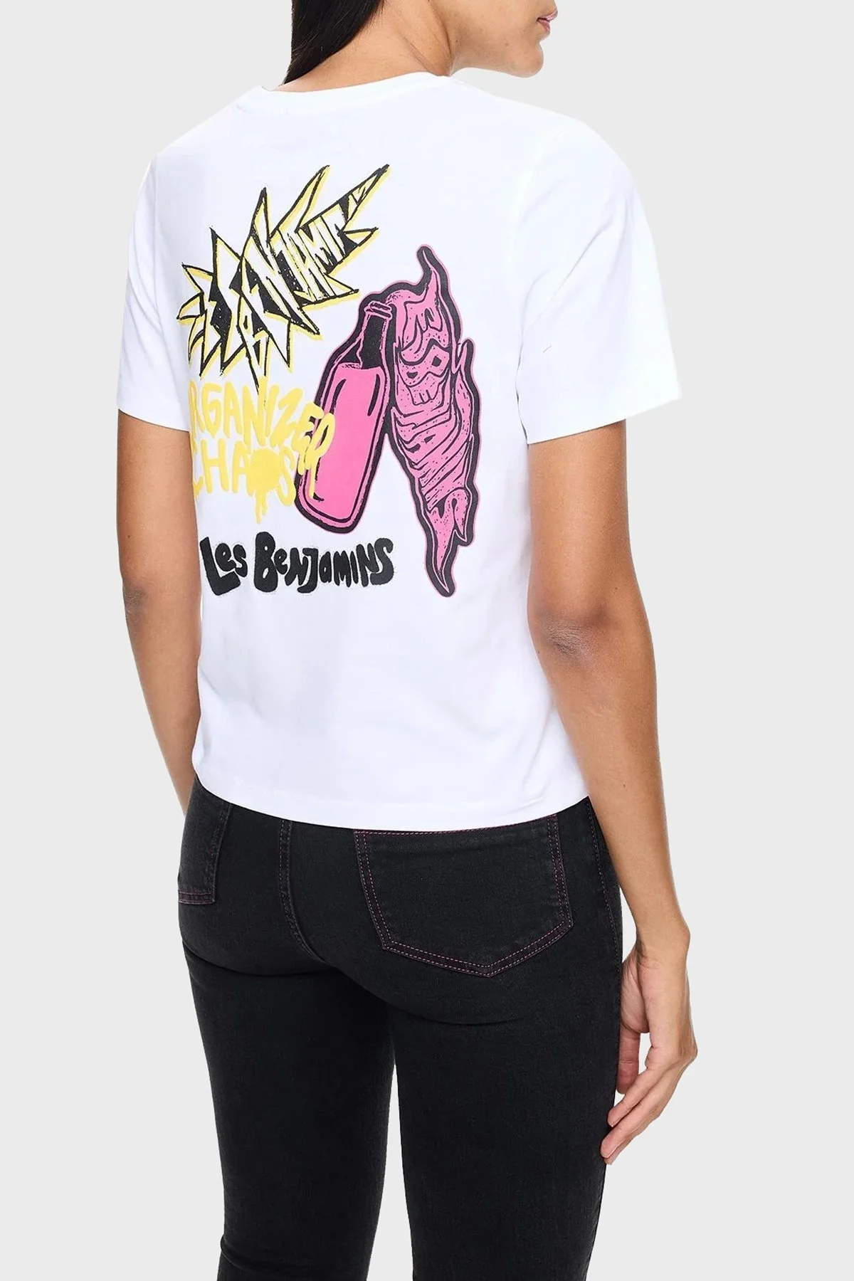 Les Benjamins Pamuklu Regular Fit Bisiklet Yaka Bayan T Shirt LB24FWEAPFUTS-013 BEYAZ - 1