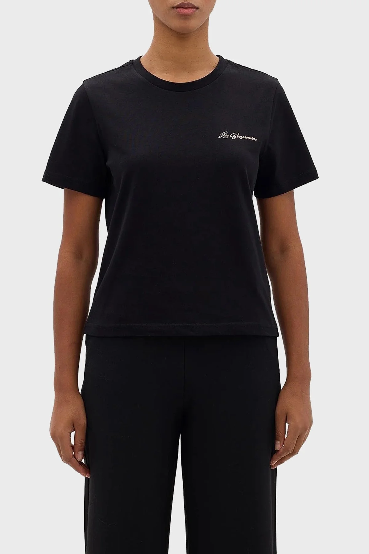 Les Benjamins Pamuklu Regular Fit Bisiklet Yaka Bayan T Shirt LB24SSKISFUTS-025 SİYAH - 9