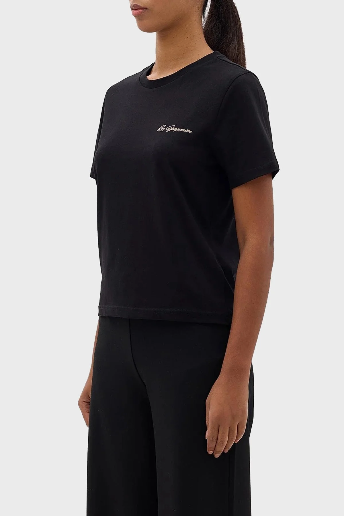 Les Benjamins Pamuklu Regular Fit Bisiklet Yaka Bayan T Shirt LB24SSKISFUTS-025 SİYAH - 10