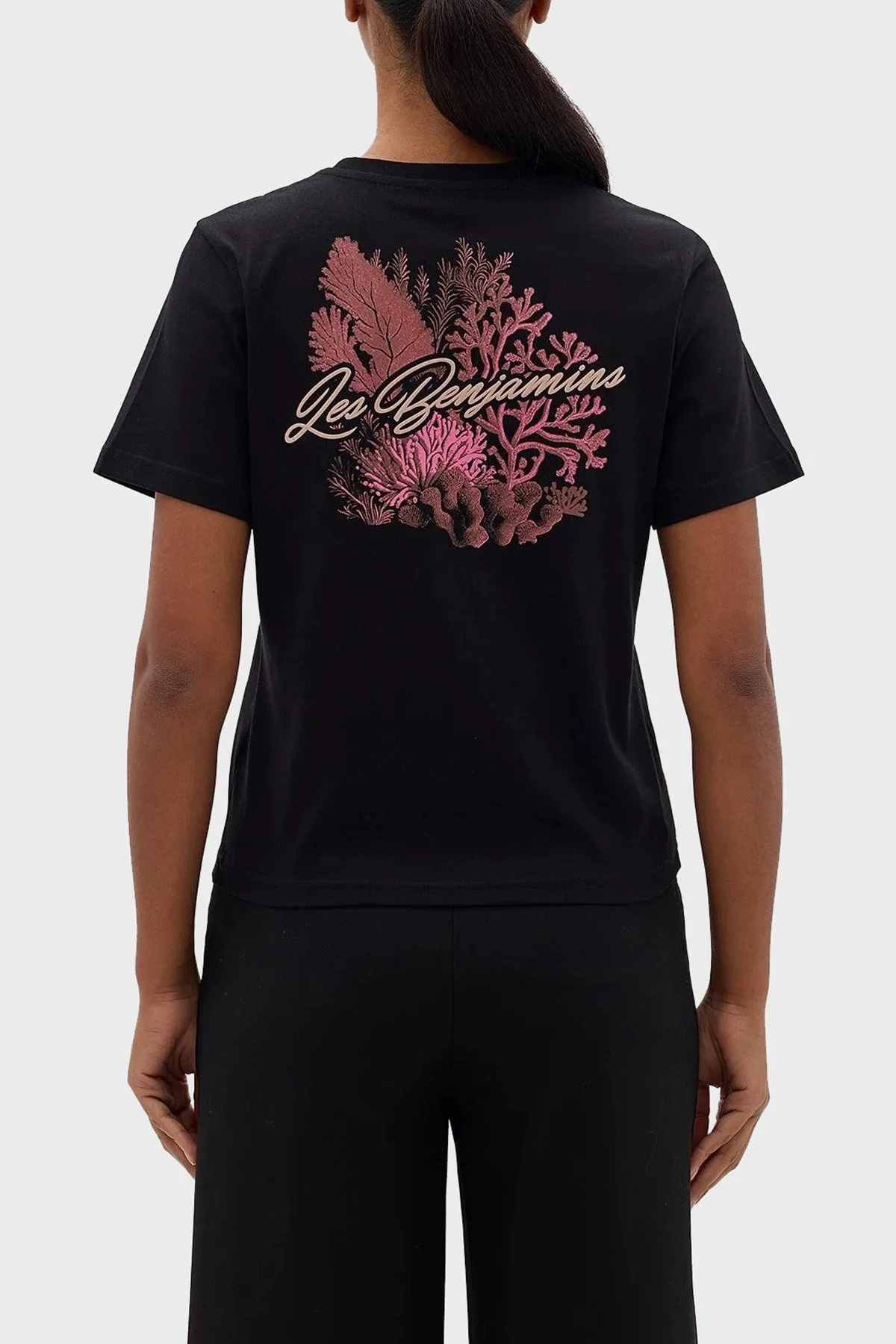 Les Benjamins Pamuklu Regular Fit Bisiklet Yaka Bayan T Shirt LB24SSKISFUTS-025 SİYAH - 11