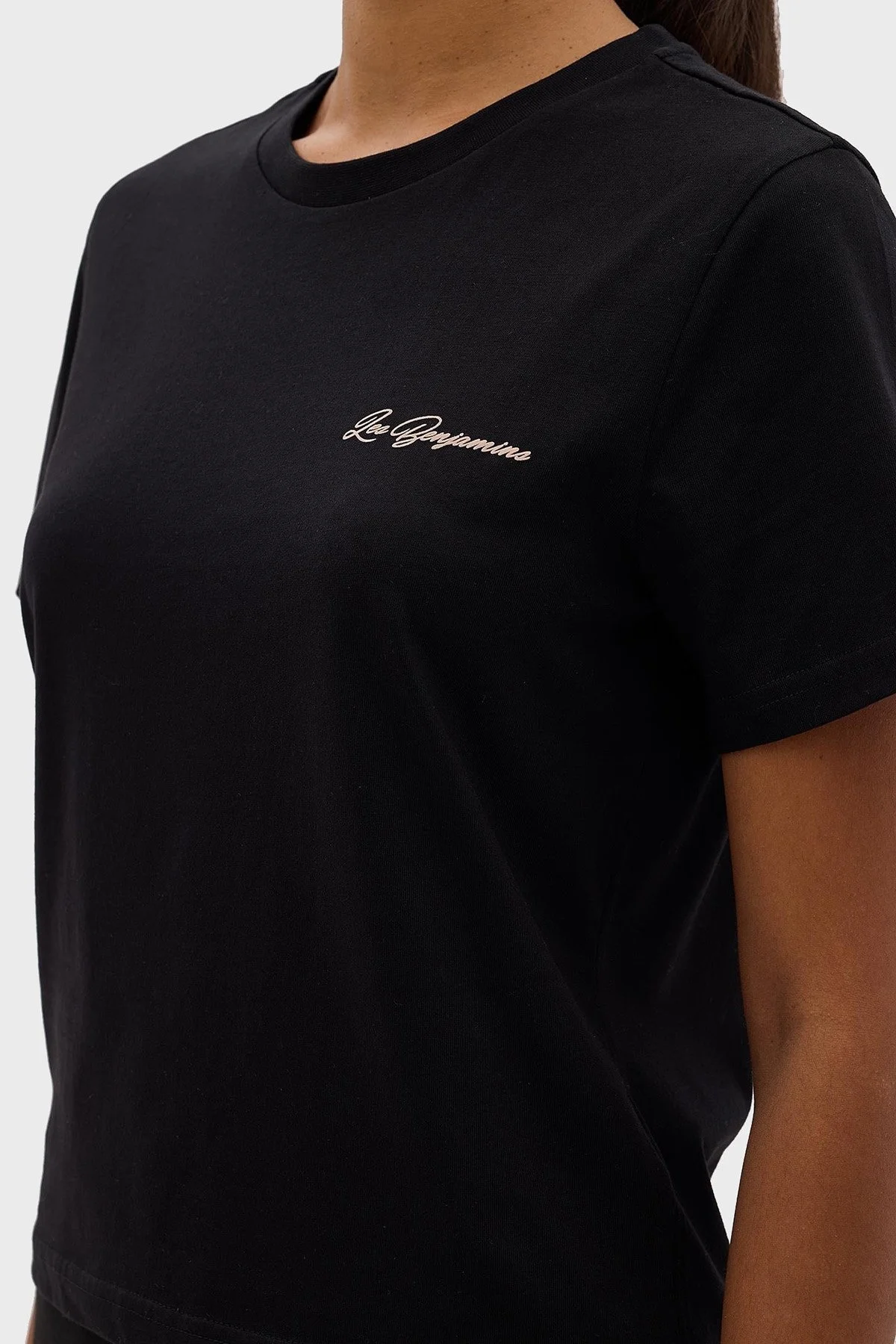 Les Benjamins Pamuklu Regular Fit Bisiklet Yaka Bayan T Shirt LB24SSKISFUTS-025 SİYAH - 14