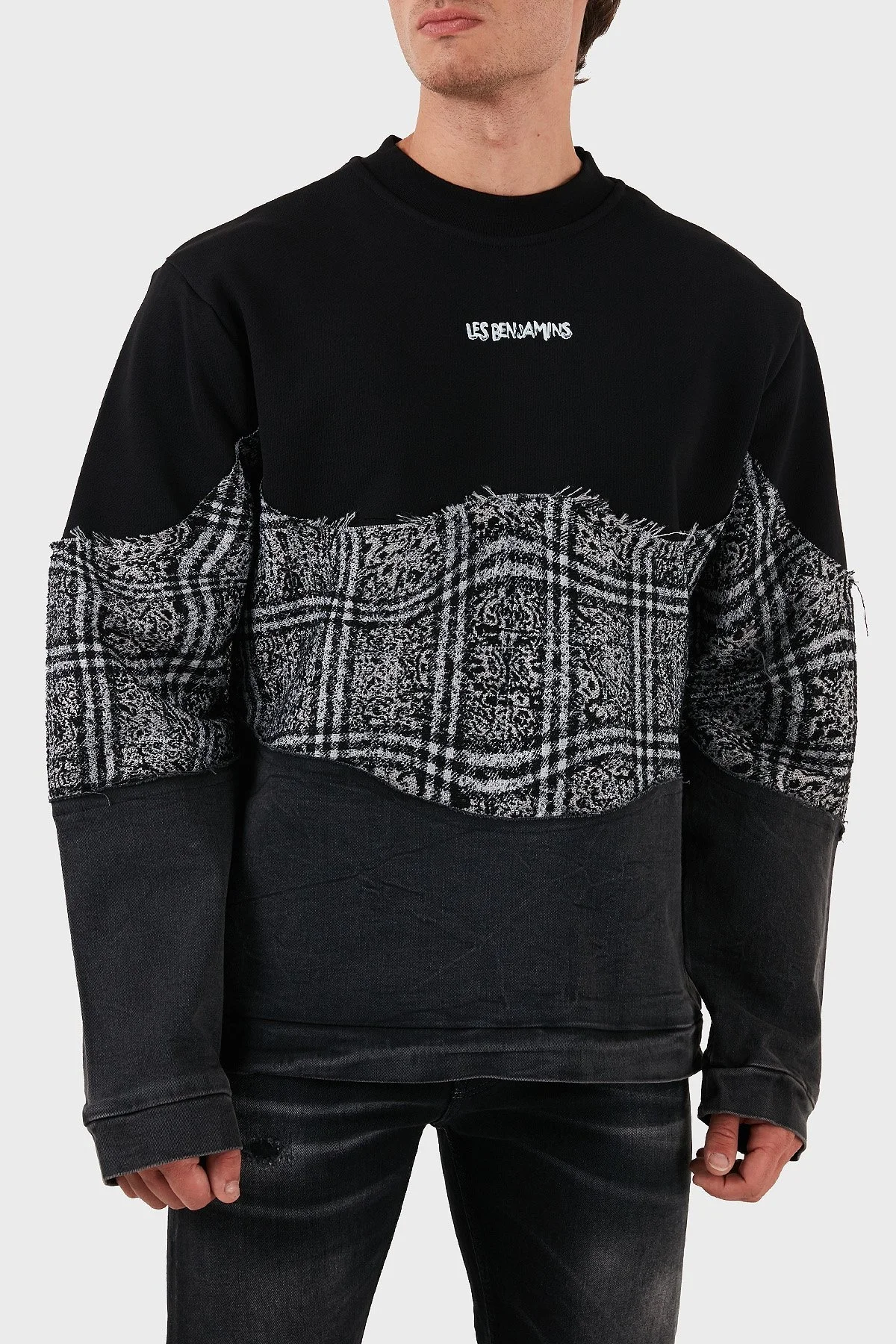 Les Benjamins Pamuklu Regular Fit Bisiklet Yaka Erkek Sweat LB24FWEAPMUSW-010 SİYAH - 1