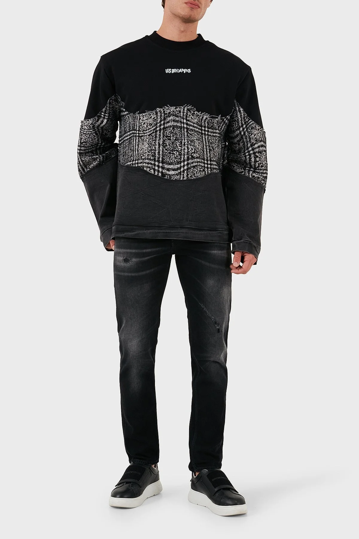 Les Benjamins Pamuklu Regular Fit Bisiklet Yaka Erkek Sweat LB24FWEAPMUSW-010 SİYAH - 2