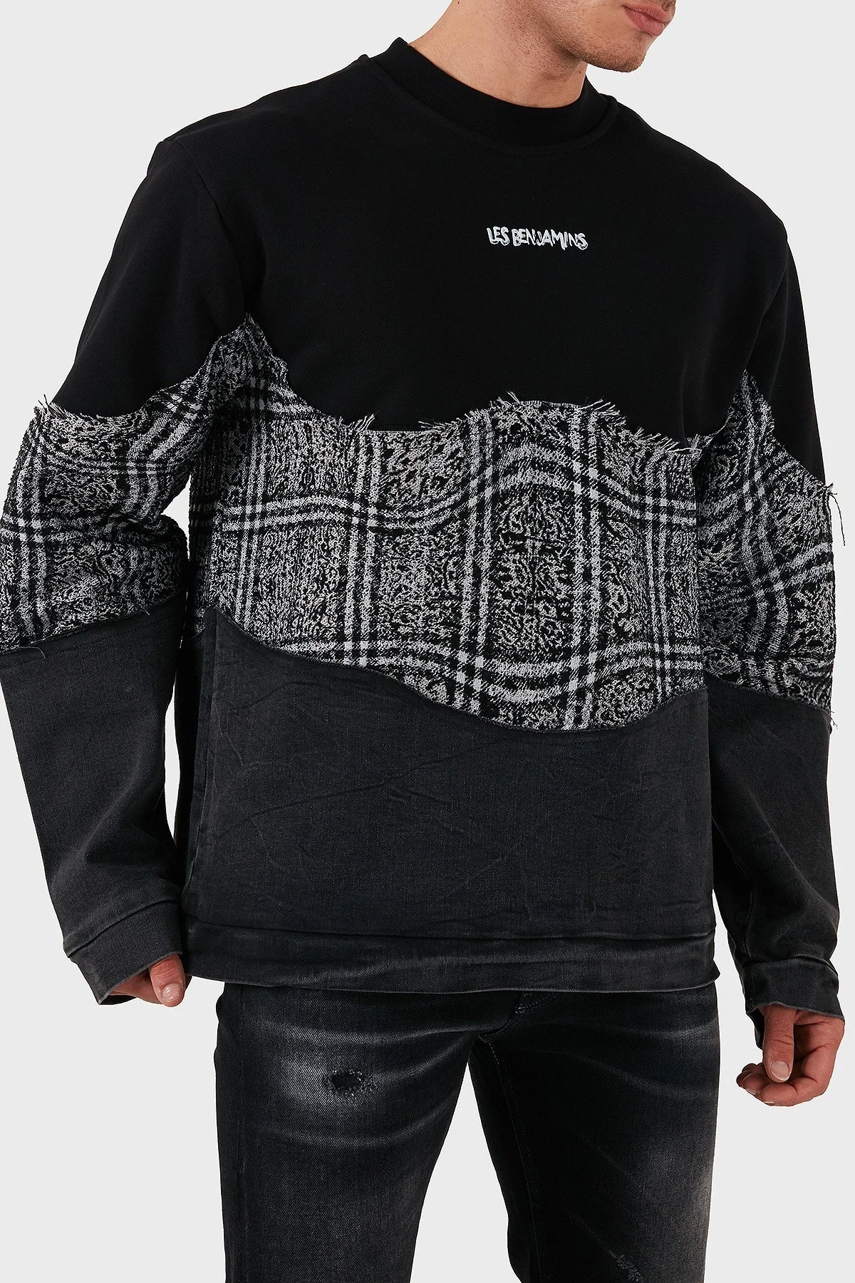 Les Benjamins Pamuklu Regular Fit Bisiklet Yaka Erkek Sweat LB24FWEAPMUSW-010 SİYAH - 4