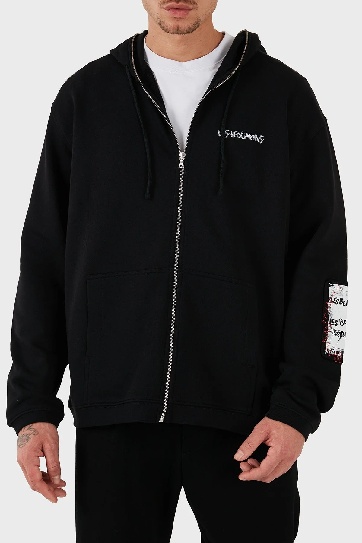 Les Benjamins Pamuklu Regular Fit Kapüşonlu Fermuarlı Erkek Sweat LB24FWEAPMUZH-002 SİYAH - 8
