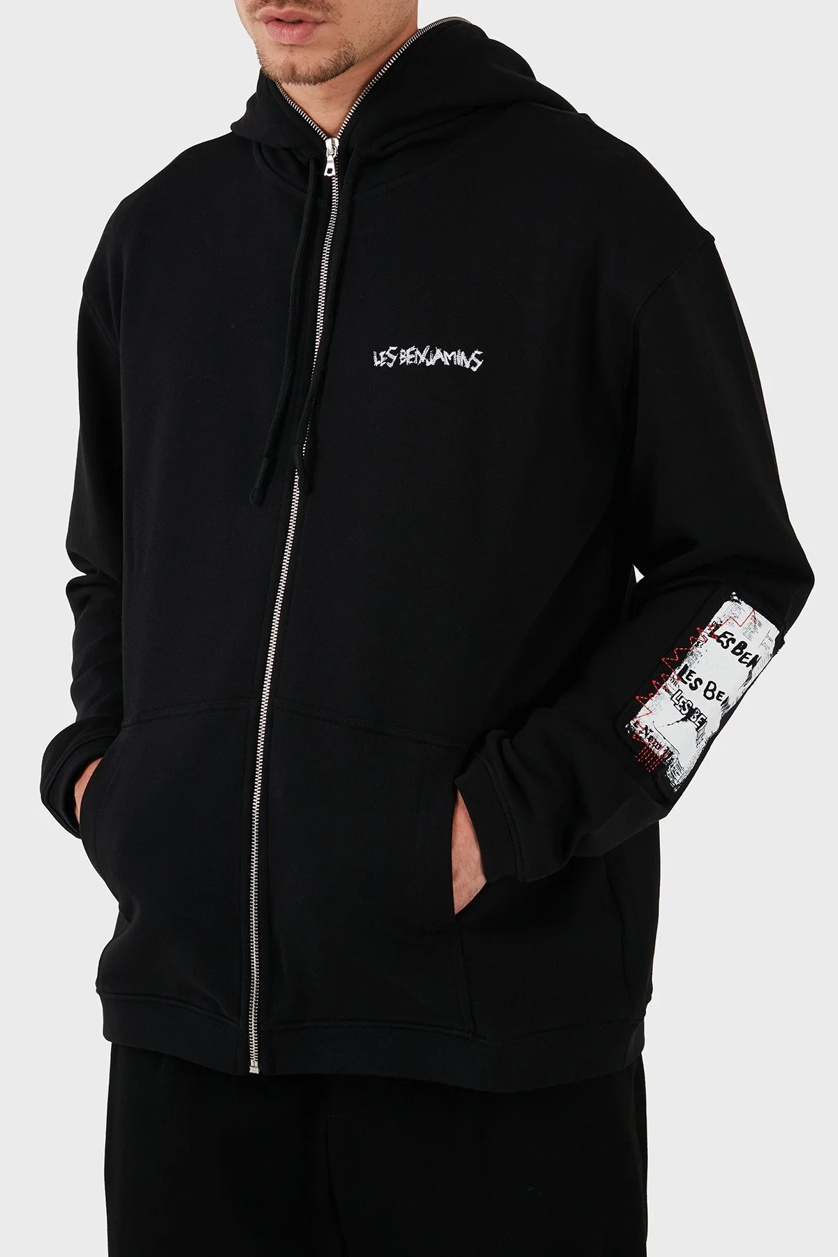 Les Benjamins Pamuklu Regular Fit Kapüşonlu Fermuarlı Erkek Sweat LB24FWEAPMUZH-002 SİYAH - 10