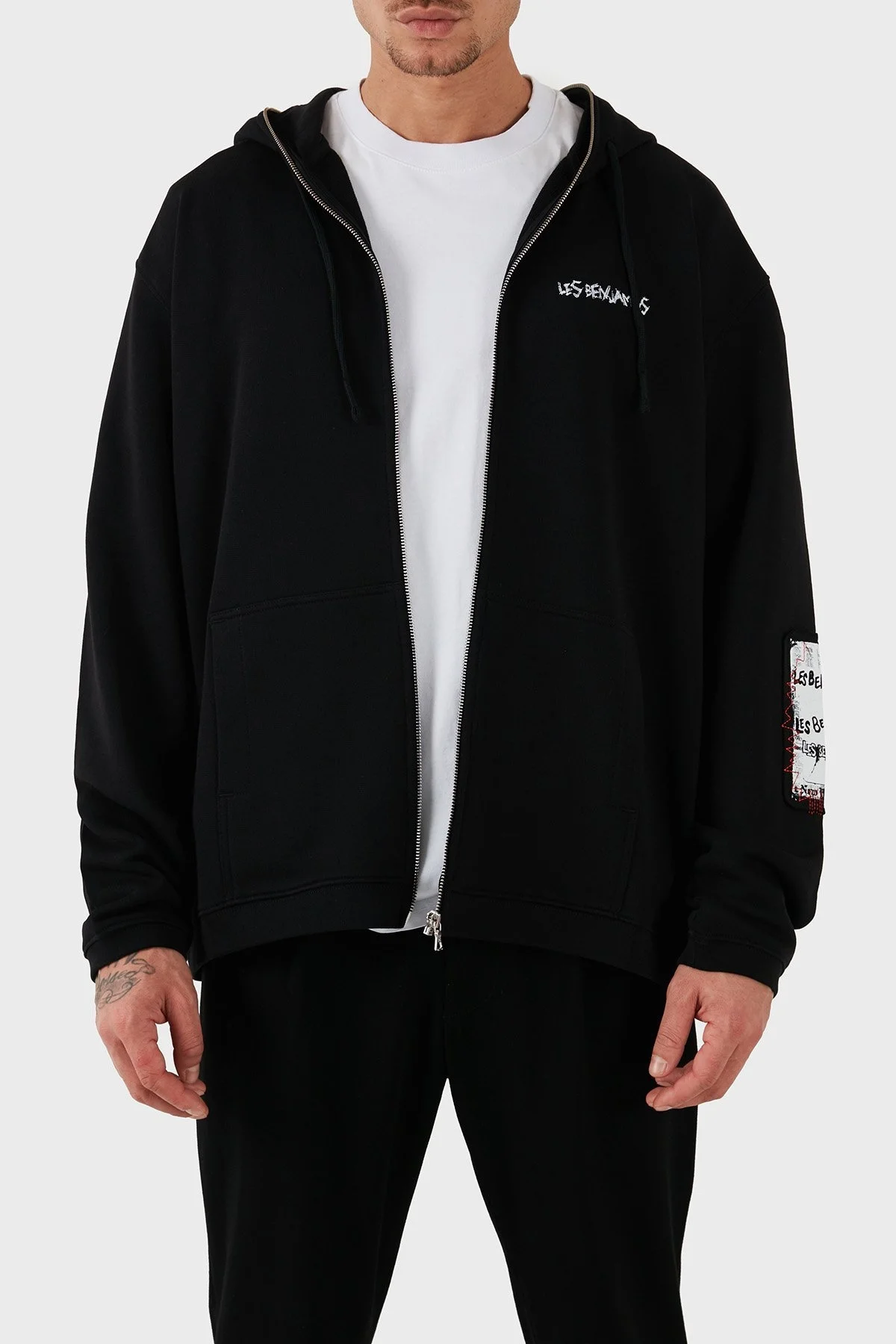 Les Benjamins Pamuklu Regular Fit Kapüşonlu Fermuarlı Erkek Sweat LB24FWEAPMUZH-002 SİYAH - 12