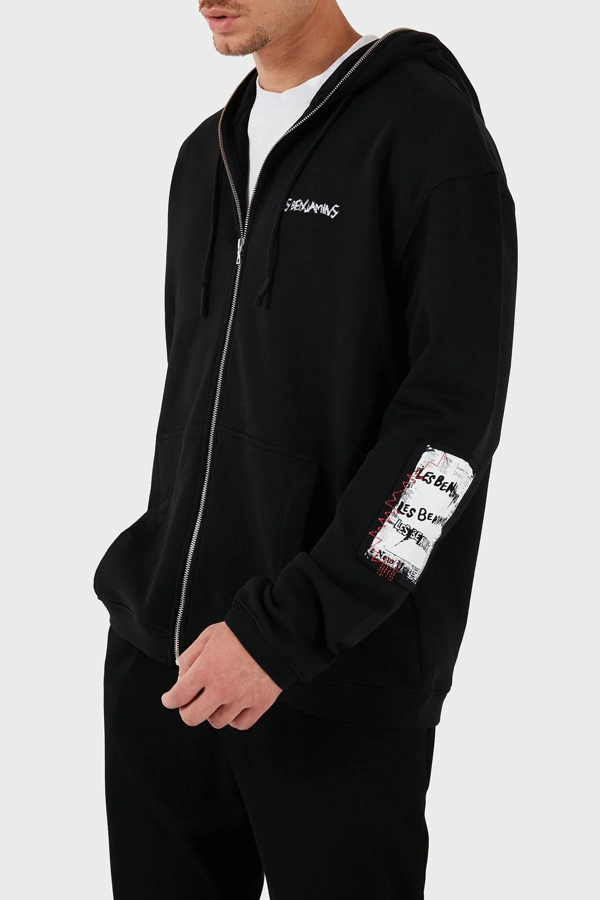 Les Benjamins Pamuklu Regular Fit Kapüşonlu Fermuarlı Erkek Sweat LB24FWEAPMUZH-002 SİYAH - 13