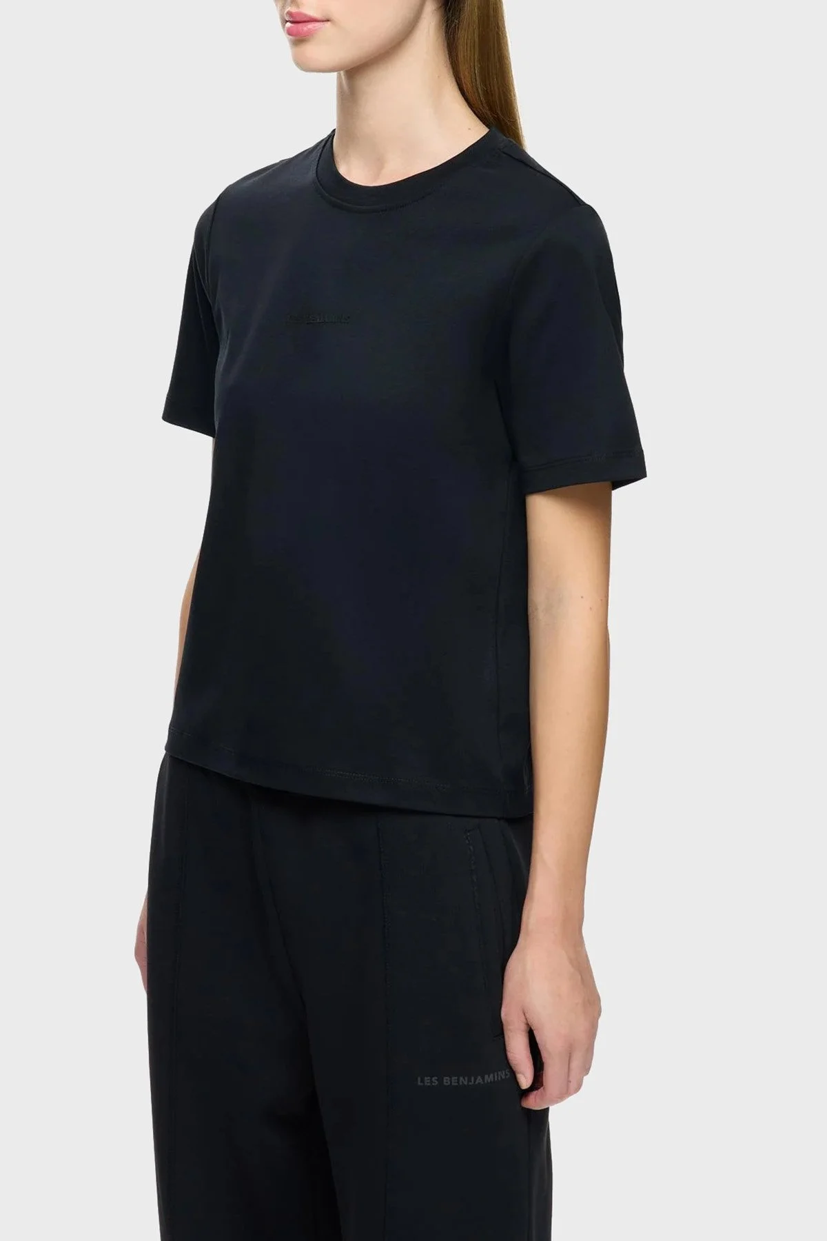 Les Benjamins Pamuklu Regular Fit Bisiklet Yaka Logolu Bayan T Shirt LB25FWCLAFUTS-408 SİYAH - 1