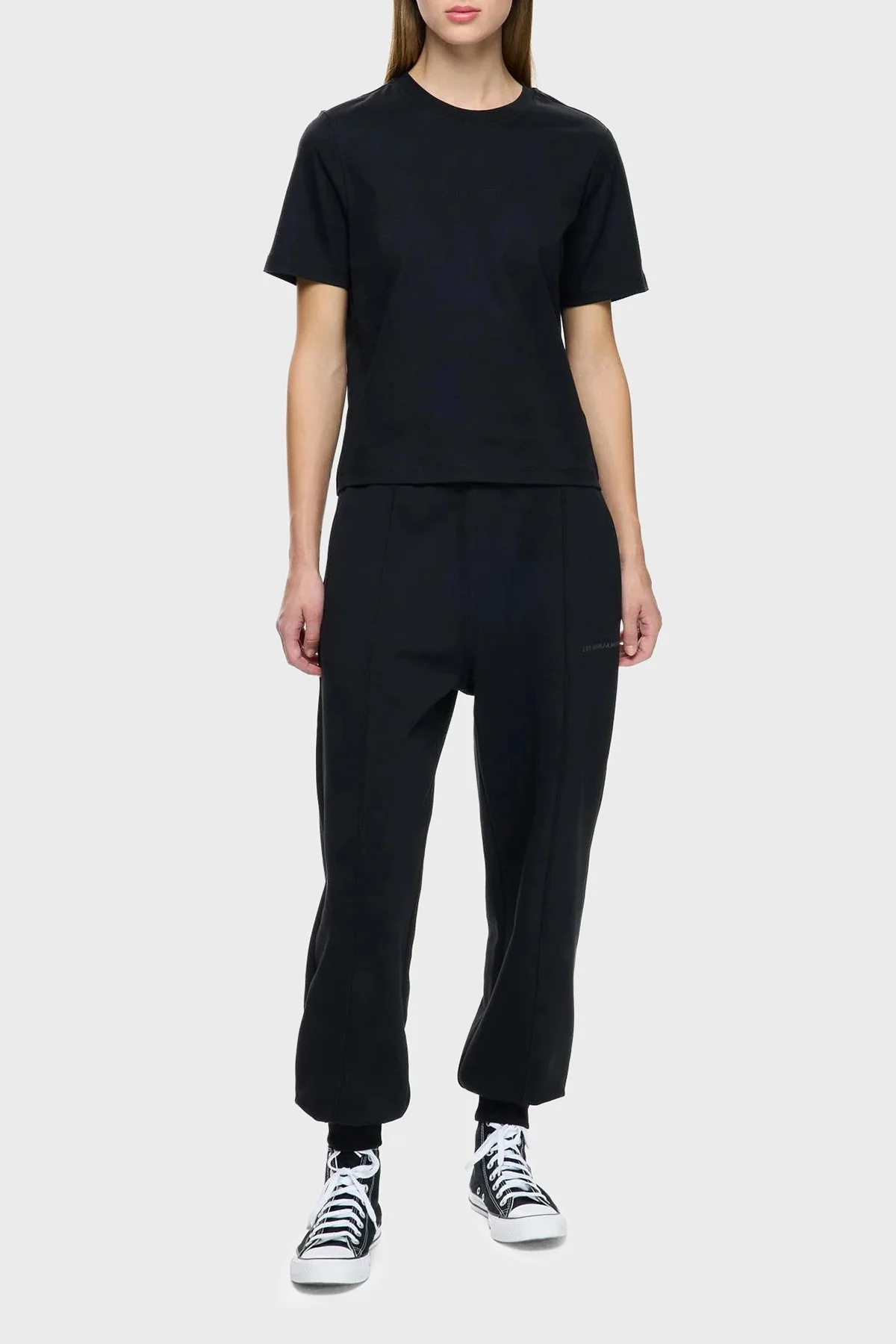 Les Benjamins Pamuklu Regular Fit Bisiklet Yaka Logolu Bayan T Shirt LB25FWCLAFUTS-408 SİYAH - 2