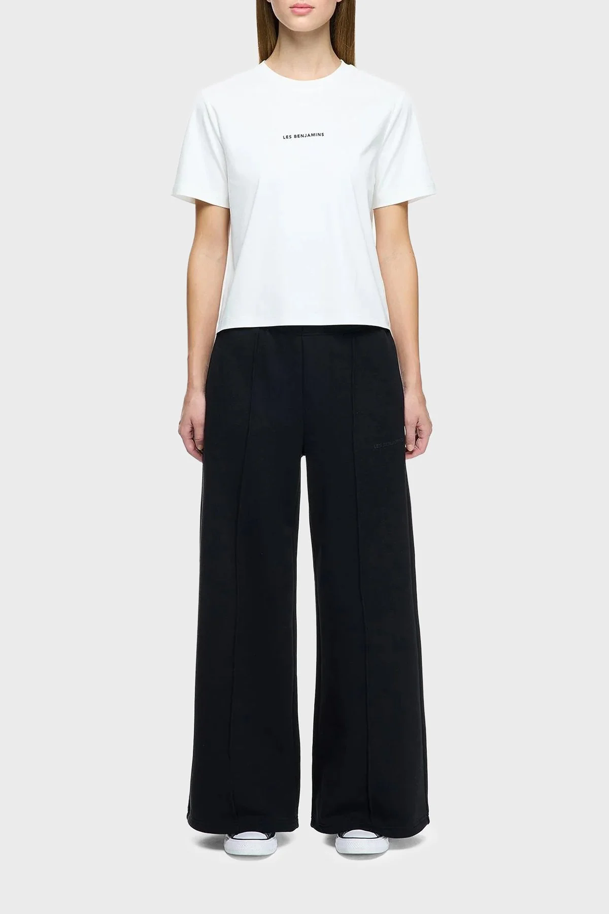 Les Benjamins Pamuklu Regular Fit Bisiklet Yaka Logolu Bayan T Shirt LB25FWCLAFUTS-409 BEYAZ - 2