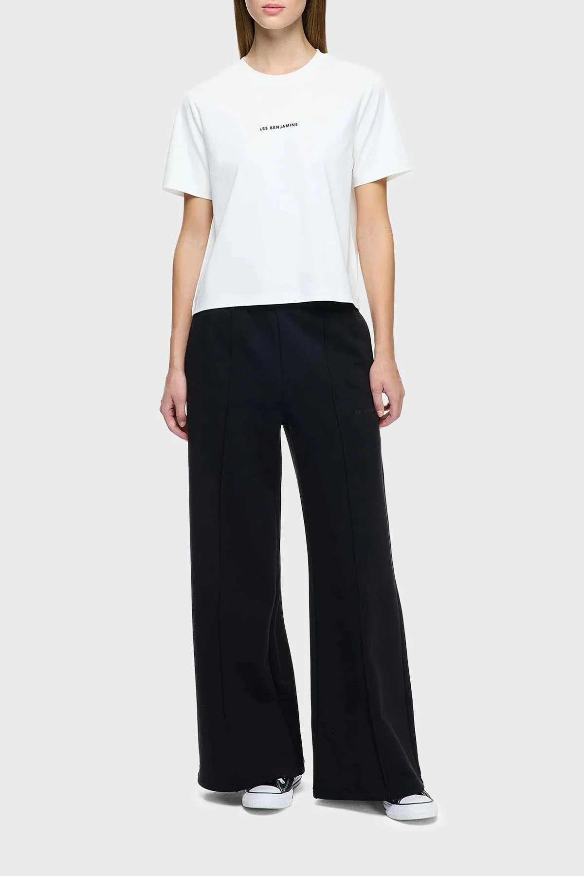 Les Benjamins Pamuklu Regular Fit Bisiklet Yaka Logolu Bayan T Shirt LB25FWCLAFUTS-409 BEYAZ - 4