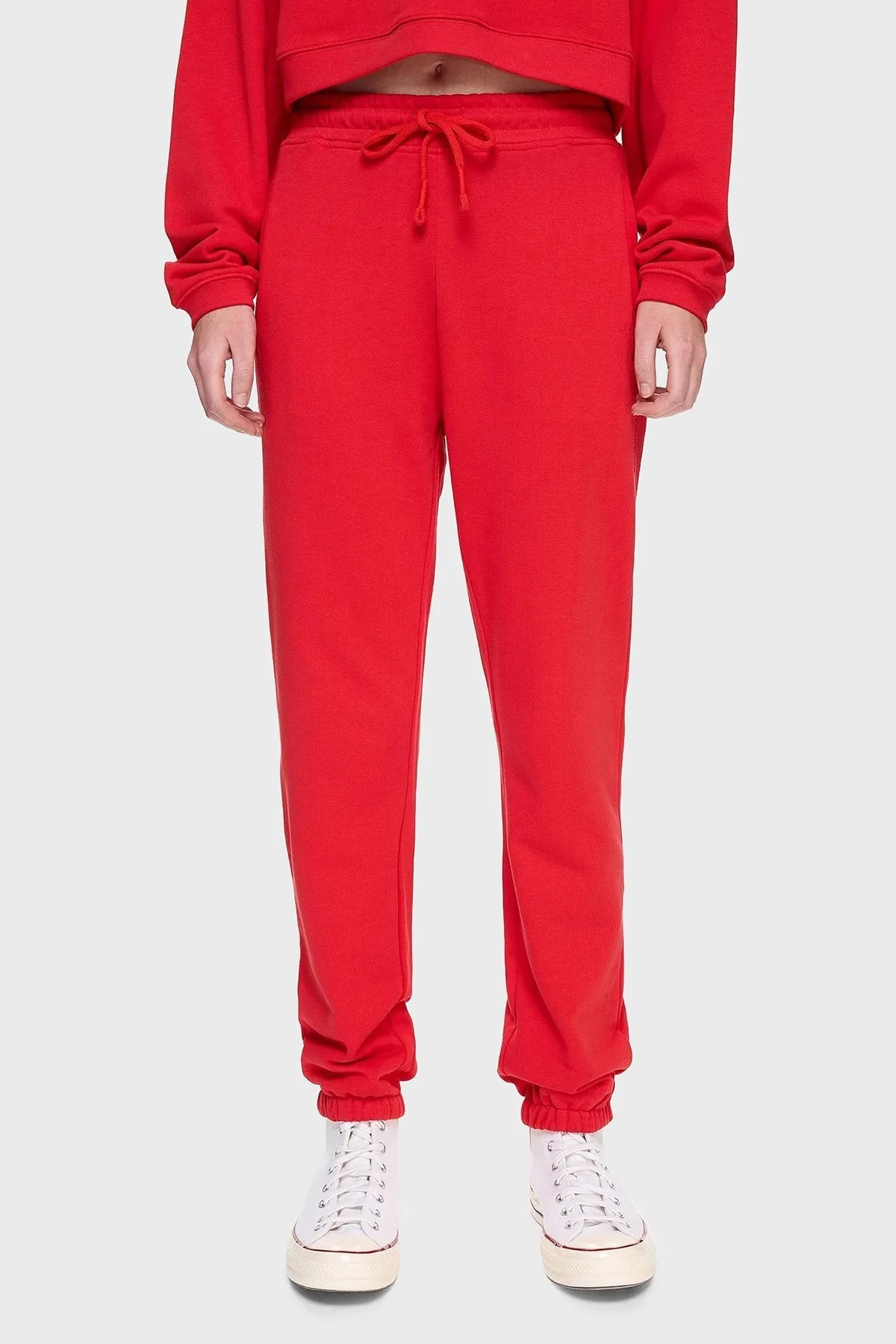 Les Benjamins Pamuklu Regular Fit Cepli Jogger Spor Bayan Pantolon LB24FWESSFUSP-302 KIRMIZI - 1