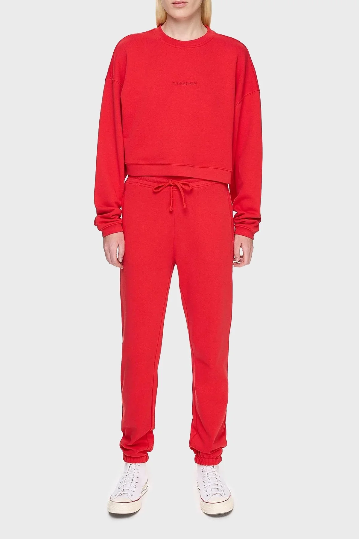 Les Benjamins Pamuklu Regular Fit Cepli Jogger Spor Bayan Pantolon LB24FWESSFUSP-302 KIRMIZI - 3
