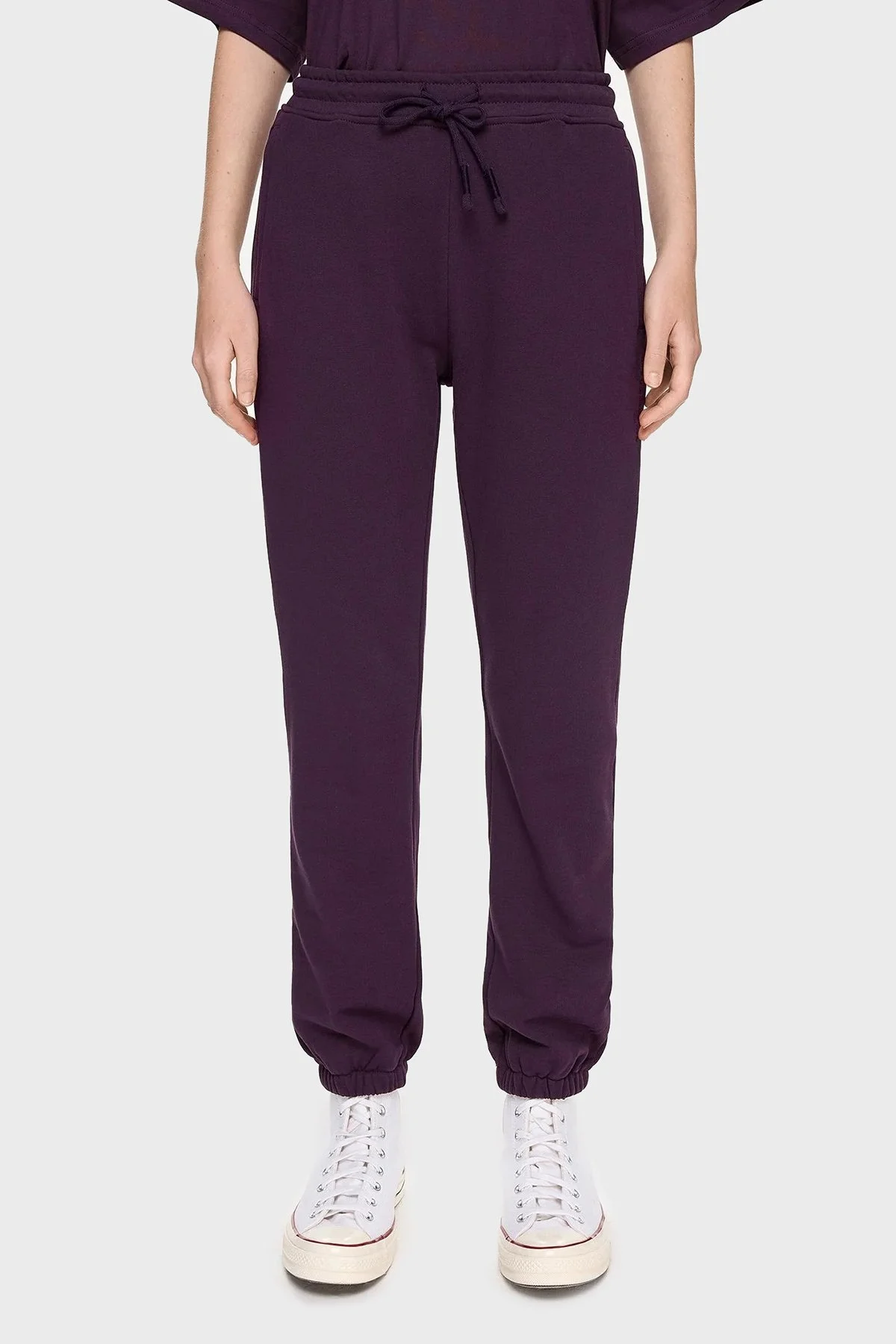 Les Benjamins Pamuklu Regular Fit Cepli Jogger Spor Bayan Pantolon LB24FWESSFUSP-303 MOR - 1