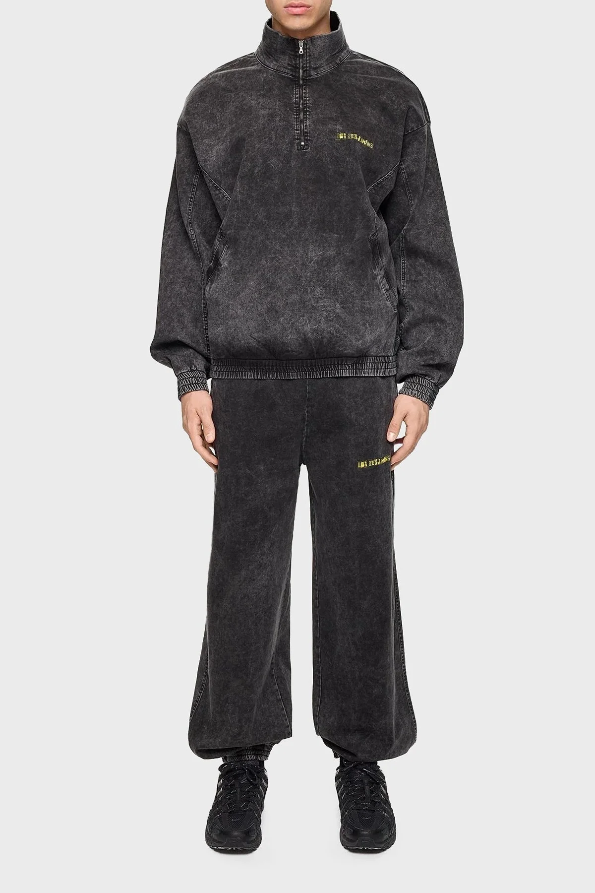 Les Benjamins Pamuklu Regular Fit Dik Yaka Logolu Kot Erkek Sweat LB24FWEAPMUTT-003 SİYAH - 2