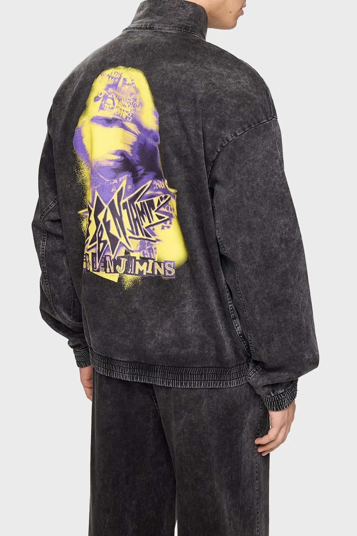 Les Benjamins Pamuklu Regular Fit Dik Yaka Logolu Kot Erkek Sweat LB24FWEAPMUTT-003 SİYAH - 3