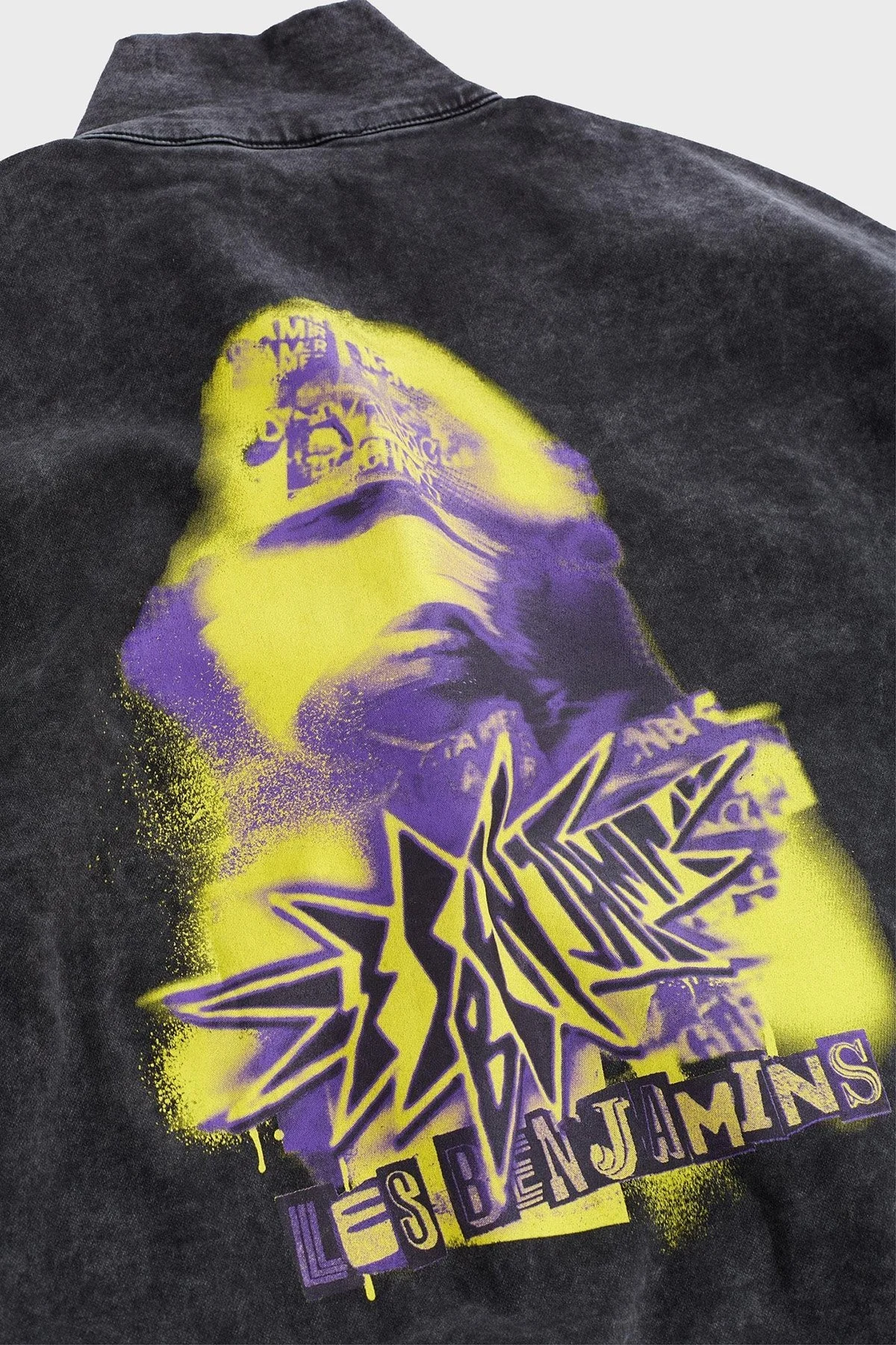 Les Benjamins Pamuklu Regular Fit Dik Yaka Logolu Kot Erkek Sweat LB24FWEAPMUTT-003 SİYAH - 5