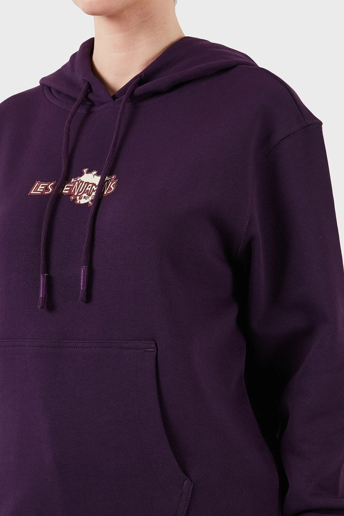 Les Benjamins Pamuklu Regular Fit Kanguru Cepli Kapüşonlu Bayan Sweat LB24FWEAPFUHD-004 MOR - 5