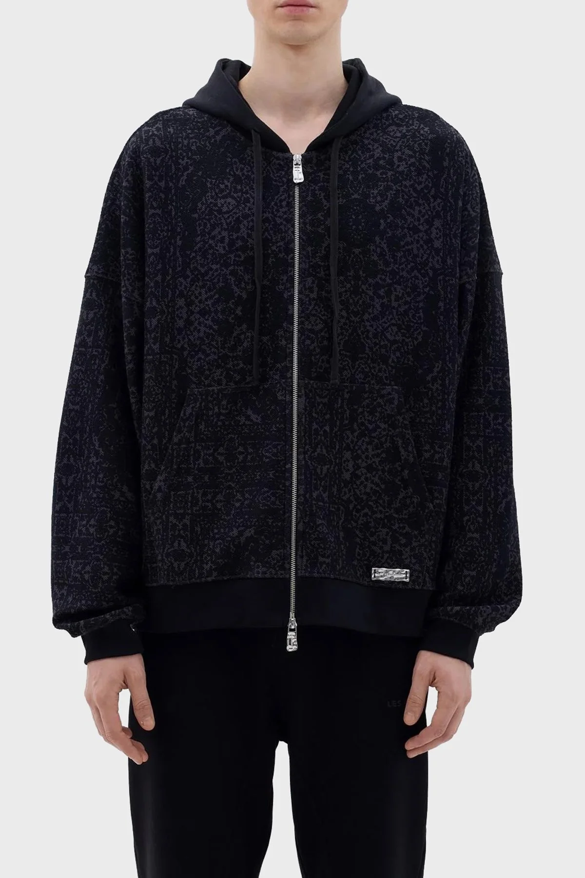 Les Benjamins Pamuklu Regular Fit Kapüşonlu Fermuarlı Erkek Sweat LB23FWCLAMUZH-401 SİYAH - 1