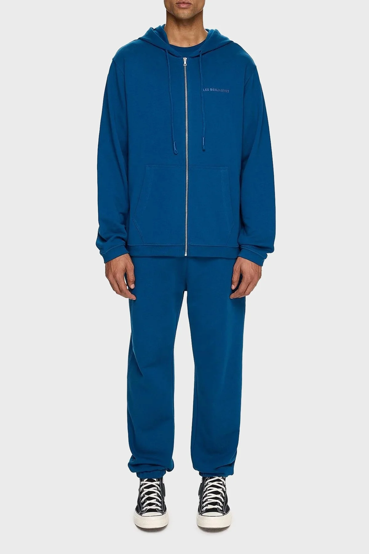 Les Benjamins Pamuklu Regular Fit Kapüşonlu Fermuarlı Erkek Sweat LB24FWESSMUZH-302 PETROL - 2