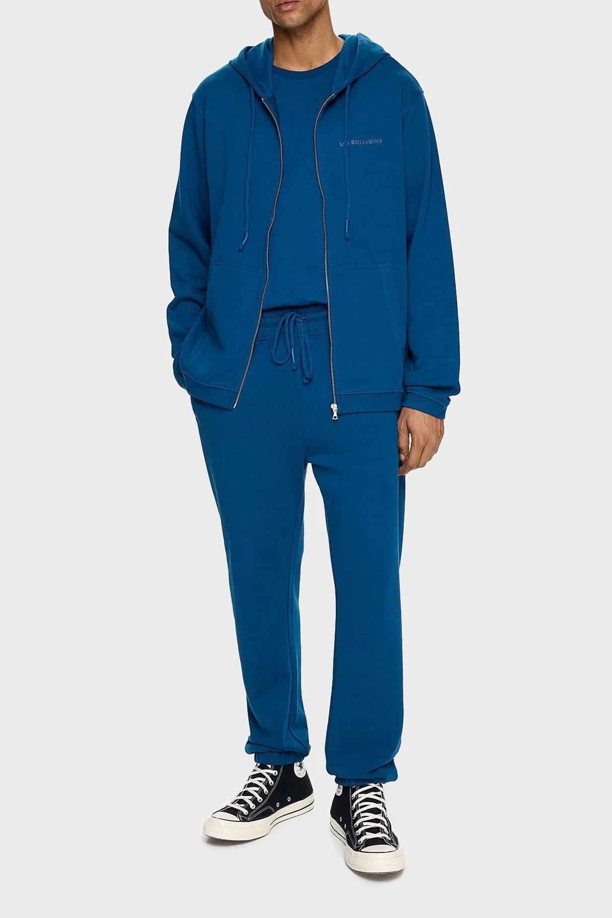 Les Benjamins Pamuklu Regular Fit Kapüşonlu Fermuarlı Erkek Sweat LB24FWESSMUZH-302 PETROL - 4