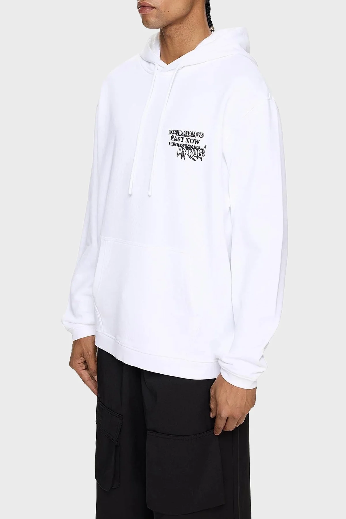 Les Benjamins Pamuklu Regular Fit Kapüşonlu Kanguru Cepli Erkek Sweat LB24FWEAPMUHD-002 BEYAZ - 3